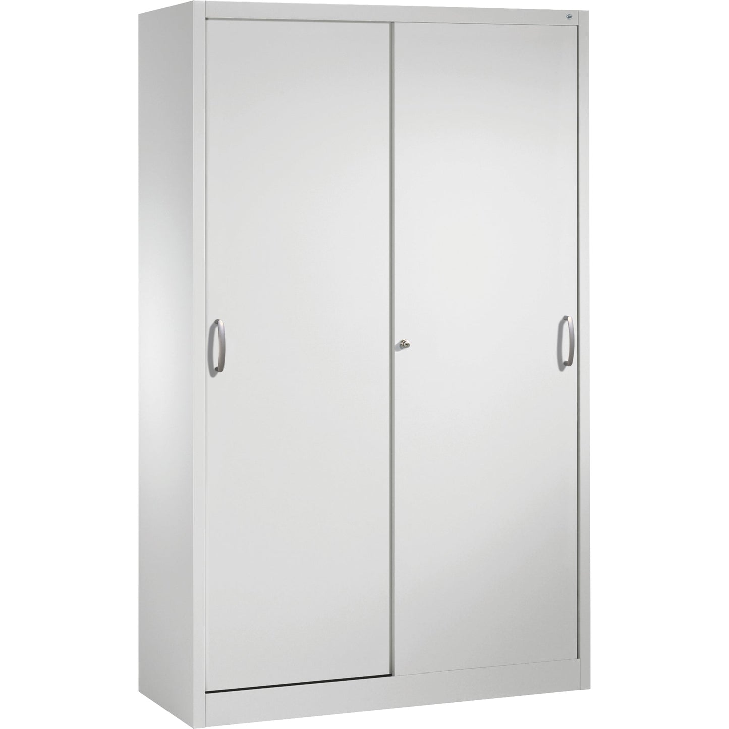 C+P Schiebetürenschrank Acurado 1.200 x 1.950 x 500 mm (B x H x T) 4 Fachböden Stahl, lackiert Farbe der Front: lichtgrau Farbe des Korpus: lichtgrau