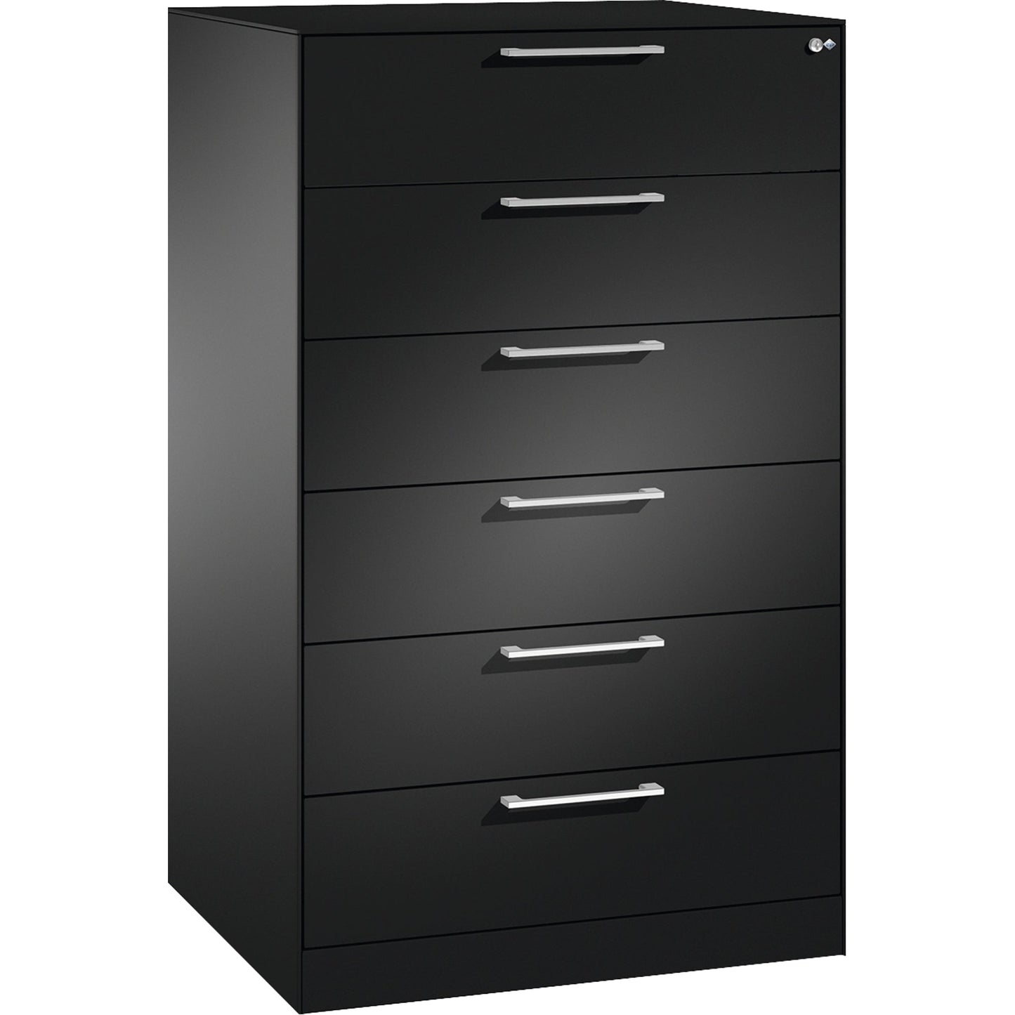 C+P Karteischrank Asisto 800 x 1.298 x 600 mm (B x H x T) 6 Schubladen Stahl, lackiert schwarzgrau