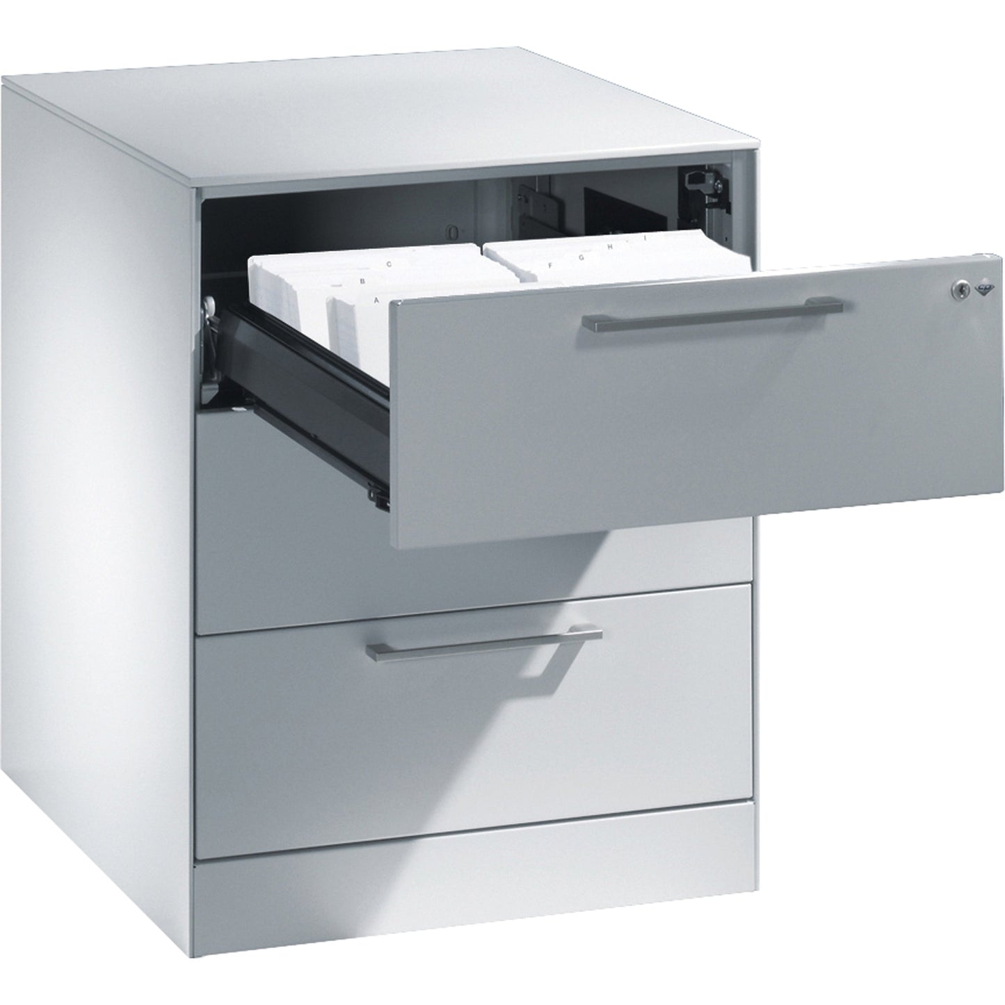 C+P Karteischrank Asisto 562 x 698 x 600 mm (B x H x T) 3 Schubladen Stahl, lackiert lichtgrau