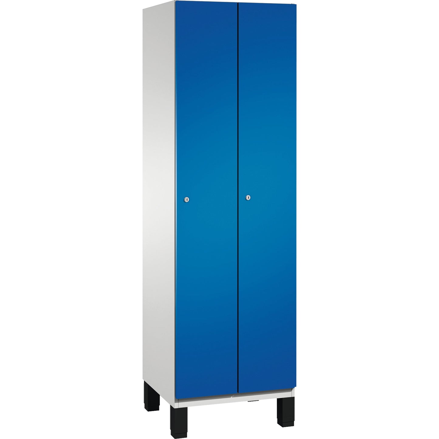 C+P Kleiderspind Cambio 600 x 1.980 x 525 mm (B x H x T) 2 Abteile Stahl, lackiert Farbe der Front: enzianblau Farbe des Korpus: lichtgrau