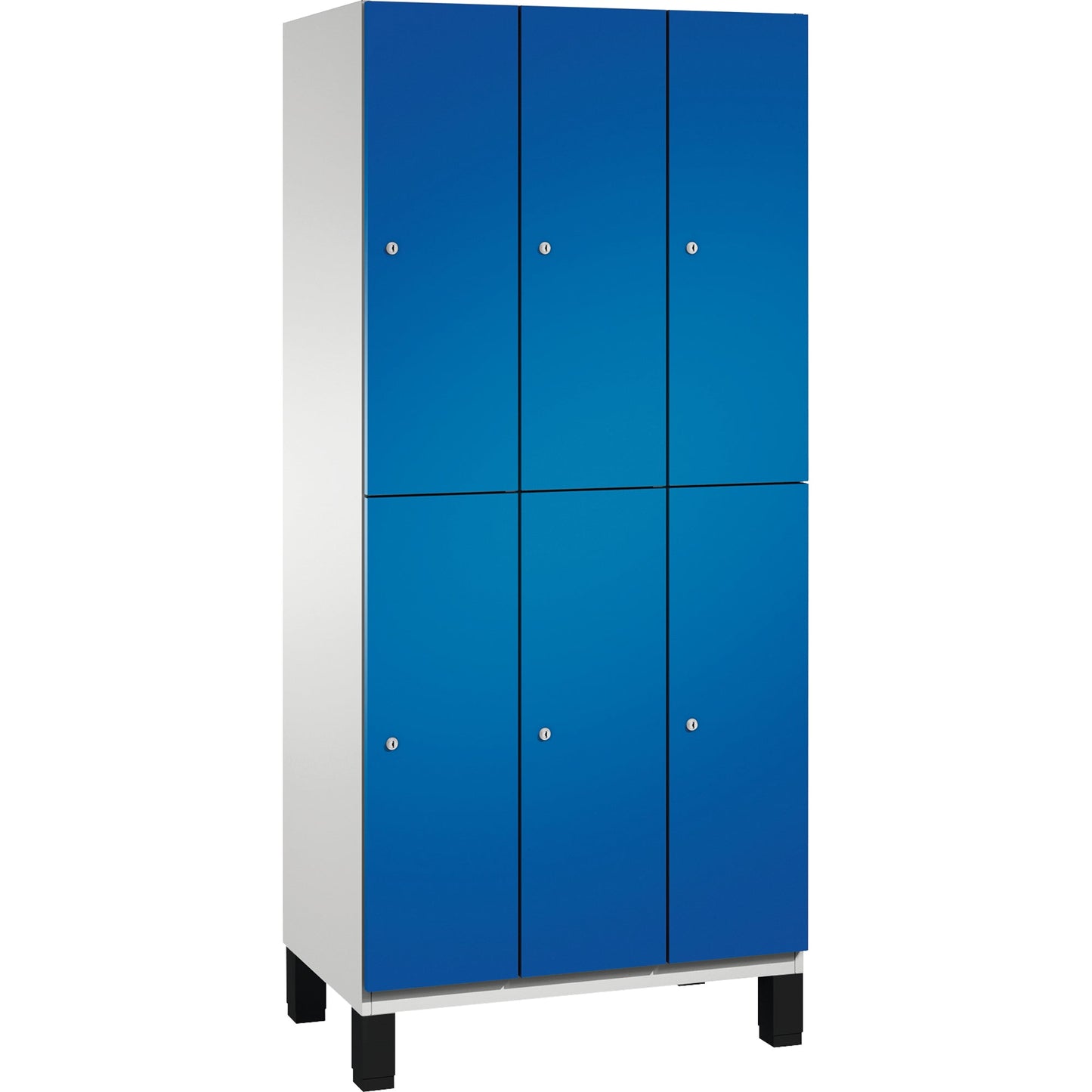 C+P Kleiderspind Cambio 900 x 1.980 x 525 mm (B x H x T) 3 Abteile Stahl, lackiert Farbe der Front: enzianblau Farbe des Korpus: lichtgrau