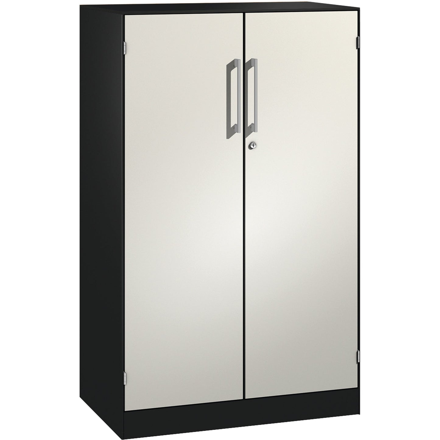 C+P Flügeltürenschrank Asisto 800 x 1.310 x 435 mm (B x H x T) 2 Fachböden Stahl Farbe der Front: verkehrsweiß Farbe des Korpus: schwarzgrau