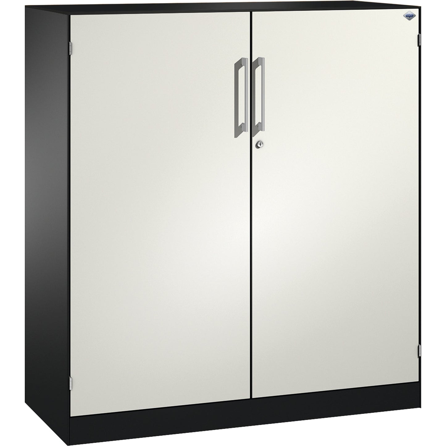 C+P Flügeltürenschrank Asisto 1.200 x 1.310 x 435 mm (B x H x T) 2 Fachböden Stahl Farbe der Front: verkehrsweiß Farbe des Korpus: schwarzgrau