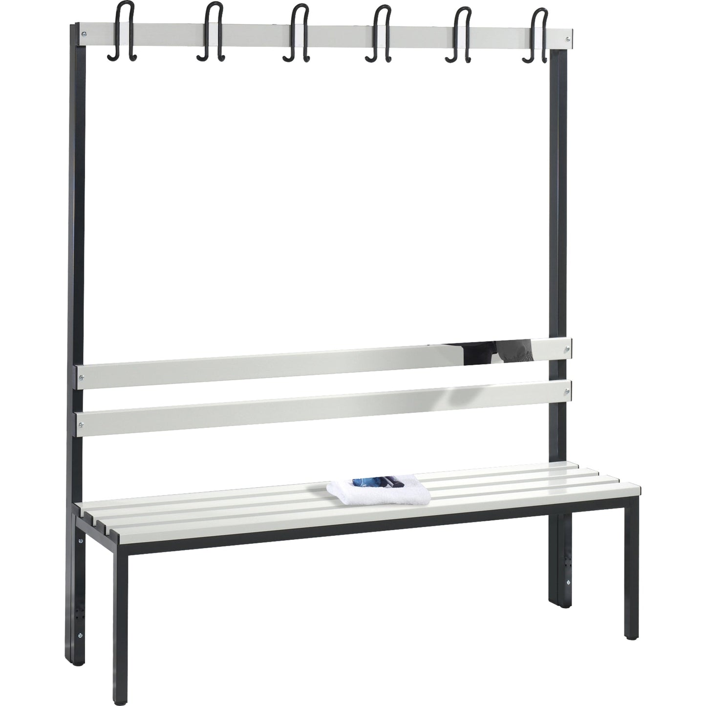 C+P Umkleidebank Basic 1.500 x 1.710 x 403 mm (B x H x T) schwarzgrau