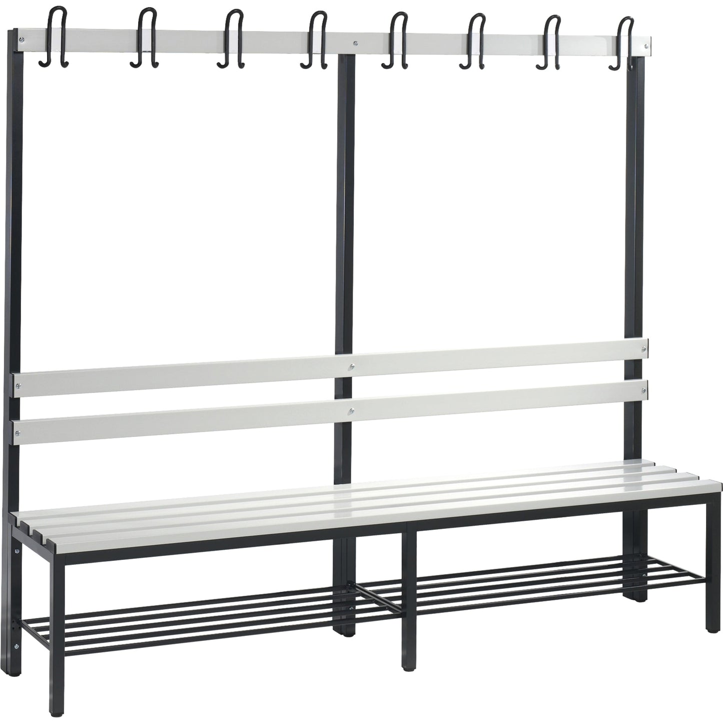 C+P Umkleidebank Basic 1.960 x 1.710 x 403 mm (B x H x T) schwarzgrau