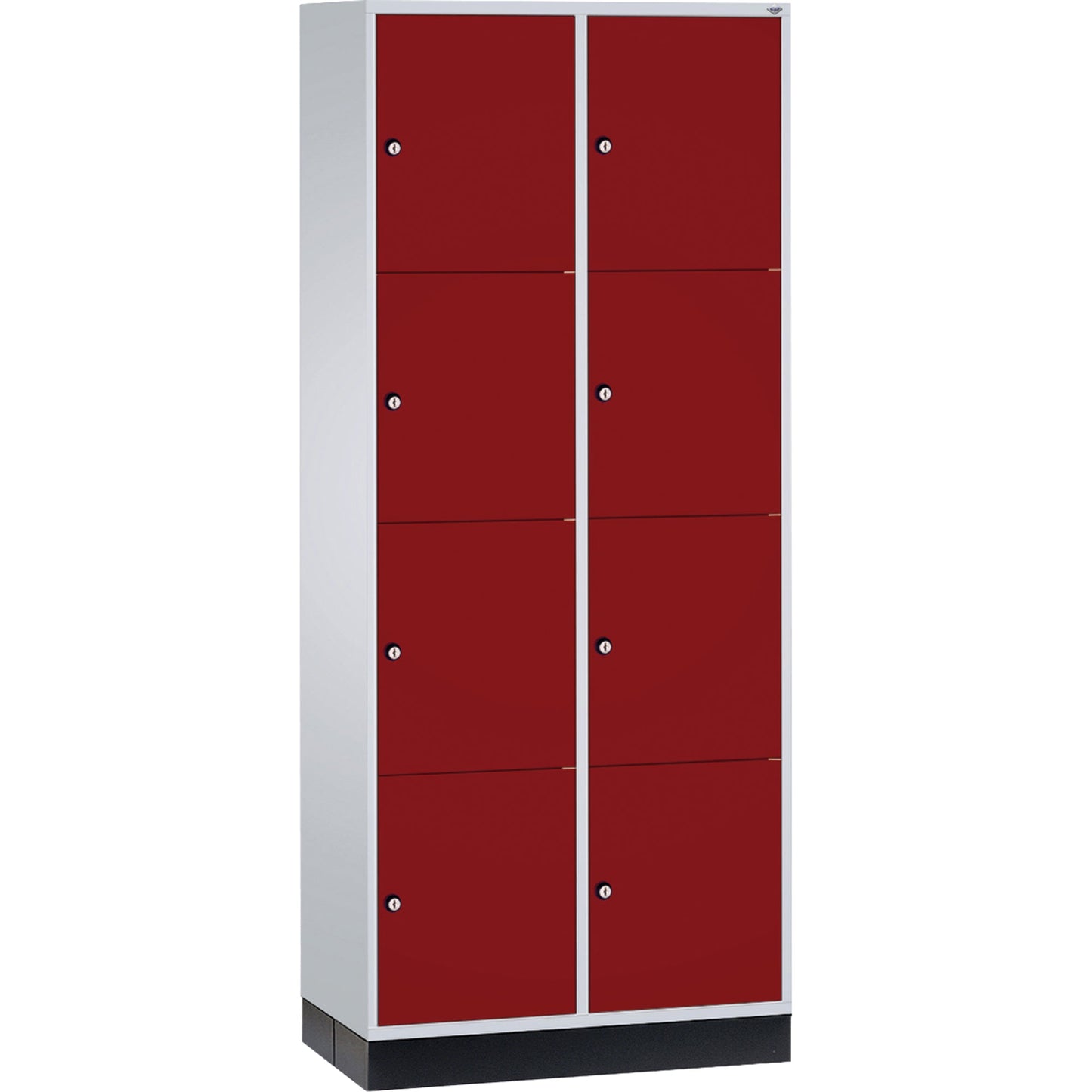 C+P Schließfachschrank Intro XL 8 Fächer Stahl, lackiert Farbe der Front: rubinrot