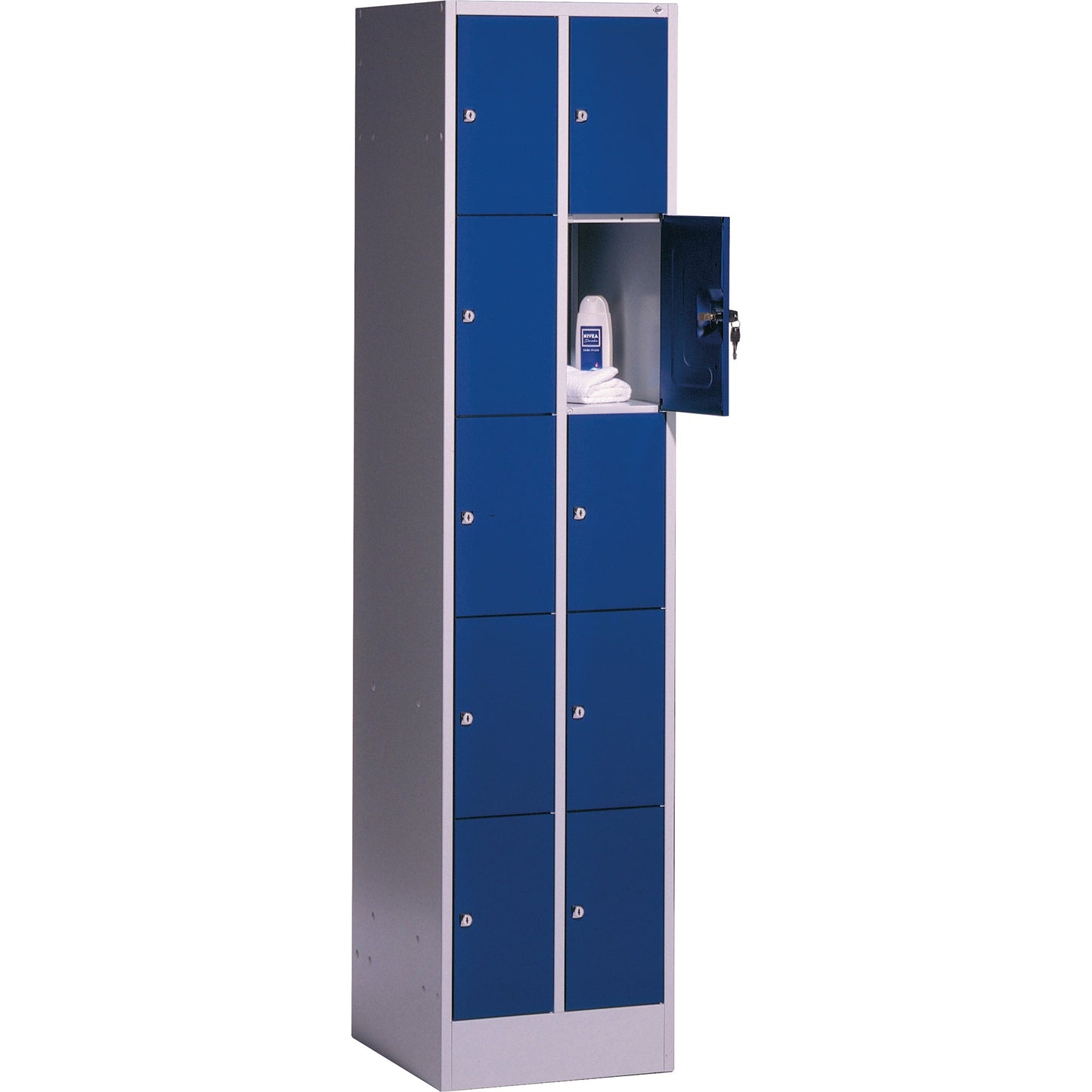 C+P Schließfachschrank Intro 10 Fächer Stahl, lackiert Farbe der Front: enzianblau