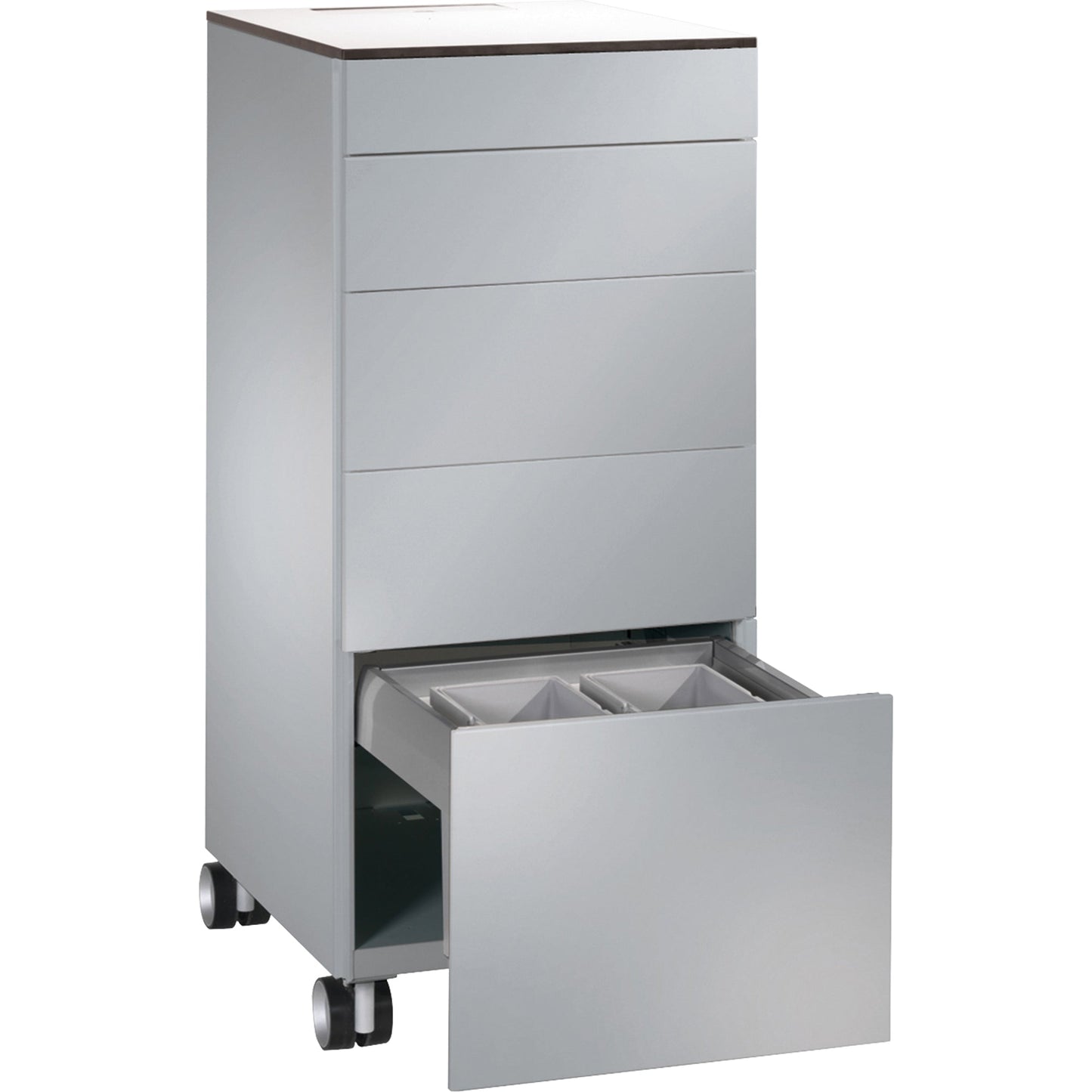 C+P Catering-Caddy Asisto 500 x 1.150 x 600 mm (B x H x T) 5 Schubladen Stahl weißaluminium