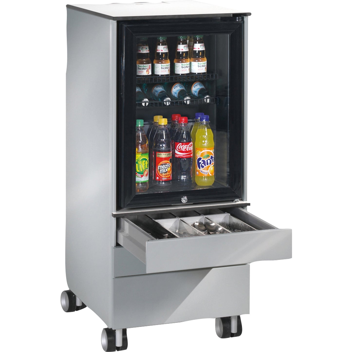 C+P Kühlschrank-Caddy Asisto 500 x 1.150 x 600 mm (B x H x T) 62l D 347 kWh/Jahr weißaluminium