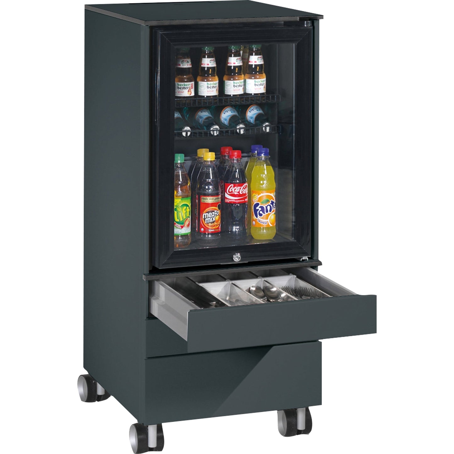 C+P Kühlschrank-Caddy Asisto 500 x 1.150 x 600 mm (B x H x T) 62l D 347 kWh/Jahr schwarzgrau
