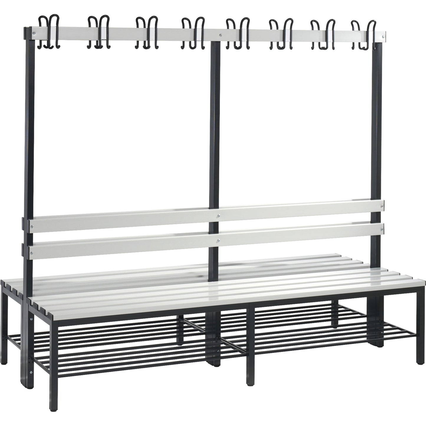 C+P Umkleidebank Basic 1.960 x 1.710 x 756 mm (B x H x T) schwarzgrau