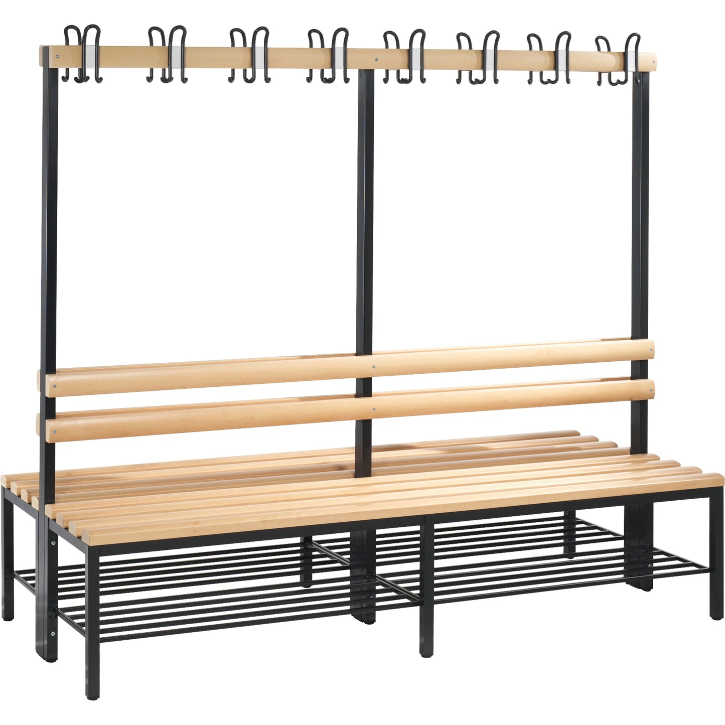 C+P Umkleidebank Basic 1.960 x 1.710 x 756 mm (B x H x T) schwarzgrau