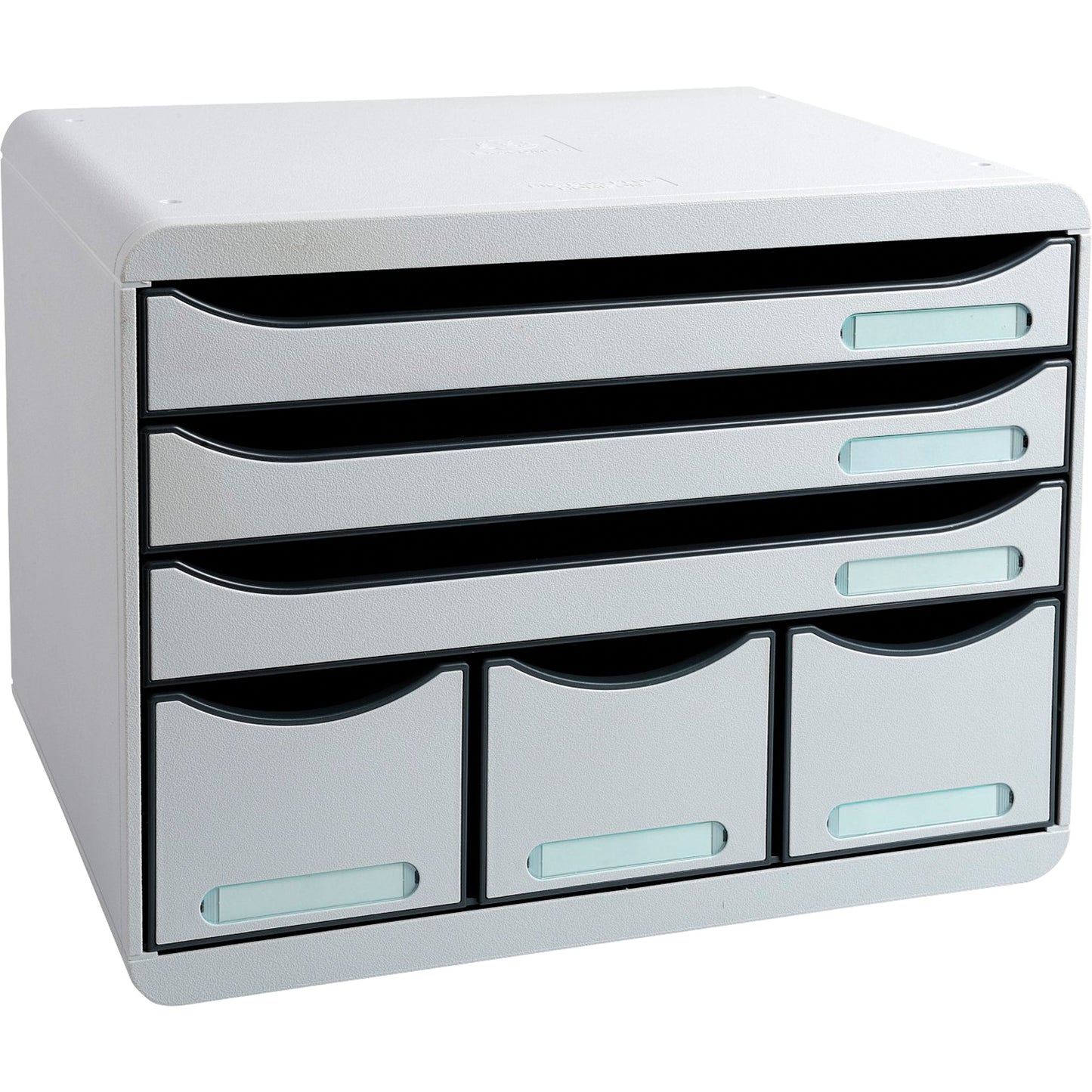 Exacompta Schubladenbox STORE-BOX Maxi 6 Schubladen DIN A4 quer Polystyrol Gehäusefarbe: lichtgrau Farbe der Schublade: lichtgrau