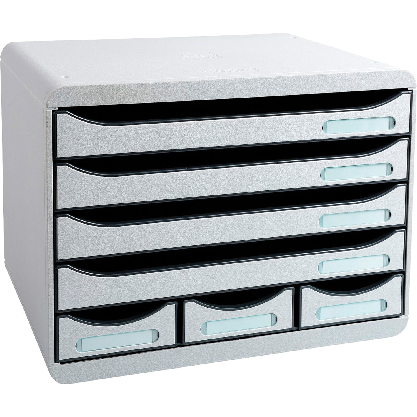 Exacompta Schubladenbox STORE-BOX Mini 7 Schubladen DIN A4 quer Polystyrol Gehäusefarbe: lichtgrau Farbe der Schublade: lichtgrau