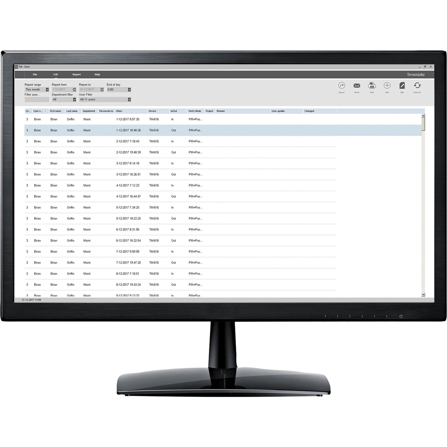 TIMEMOTO Zeiterfassungssoftware PC Plus TM-616, -626, -818 MC, -818 SC, -828 SC, -838 SC Windows® universell