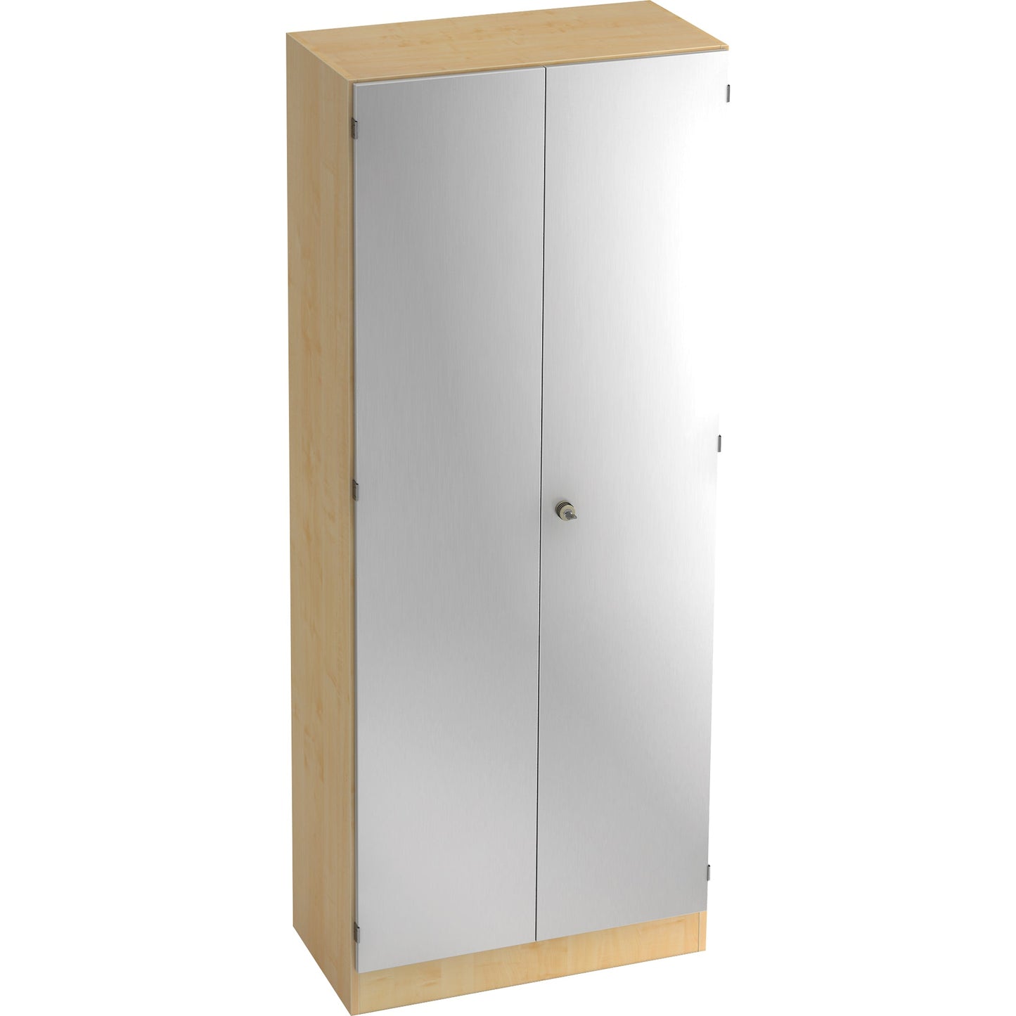 Hammerbacher Flügeltürenschrank 800 x 2.004 x 420 mm (B x H x T) 4 Fachböden Spanplatte Farbe der Front: silber Farbe des Korpus: ahorn