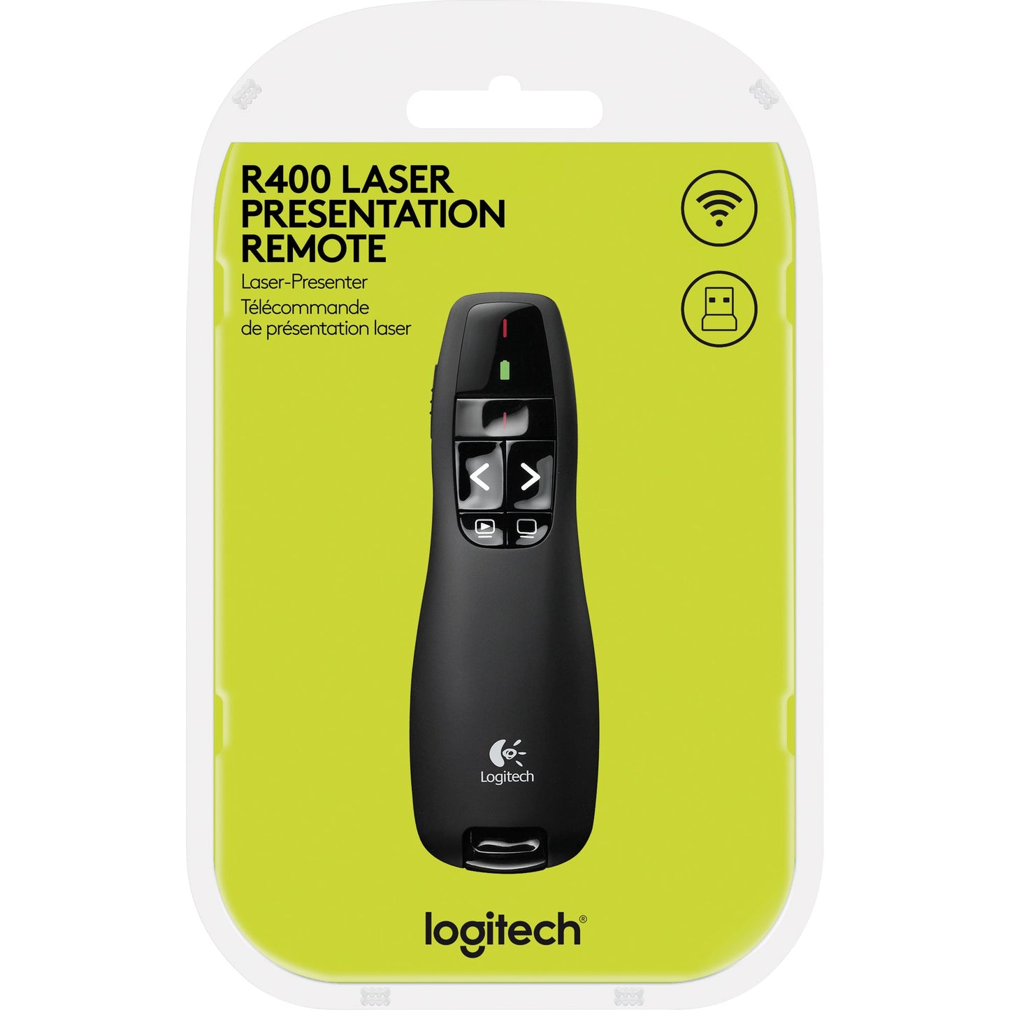 Logitech Wireless Presenter R400 115,5 x 37,8 x 27,4 mm (B x H x T) Windows® universell 10m inkl. USB-Empfänger schwarz