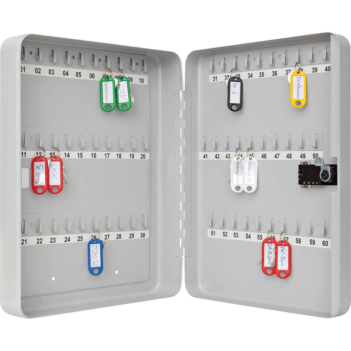 WEDO® Schlüsselschrank 28,8 x 67 x 9,4 cm (B x H x T) inkl. Nummernstreifen Stahlblech, pulverbeschichtet lichtgrau
