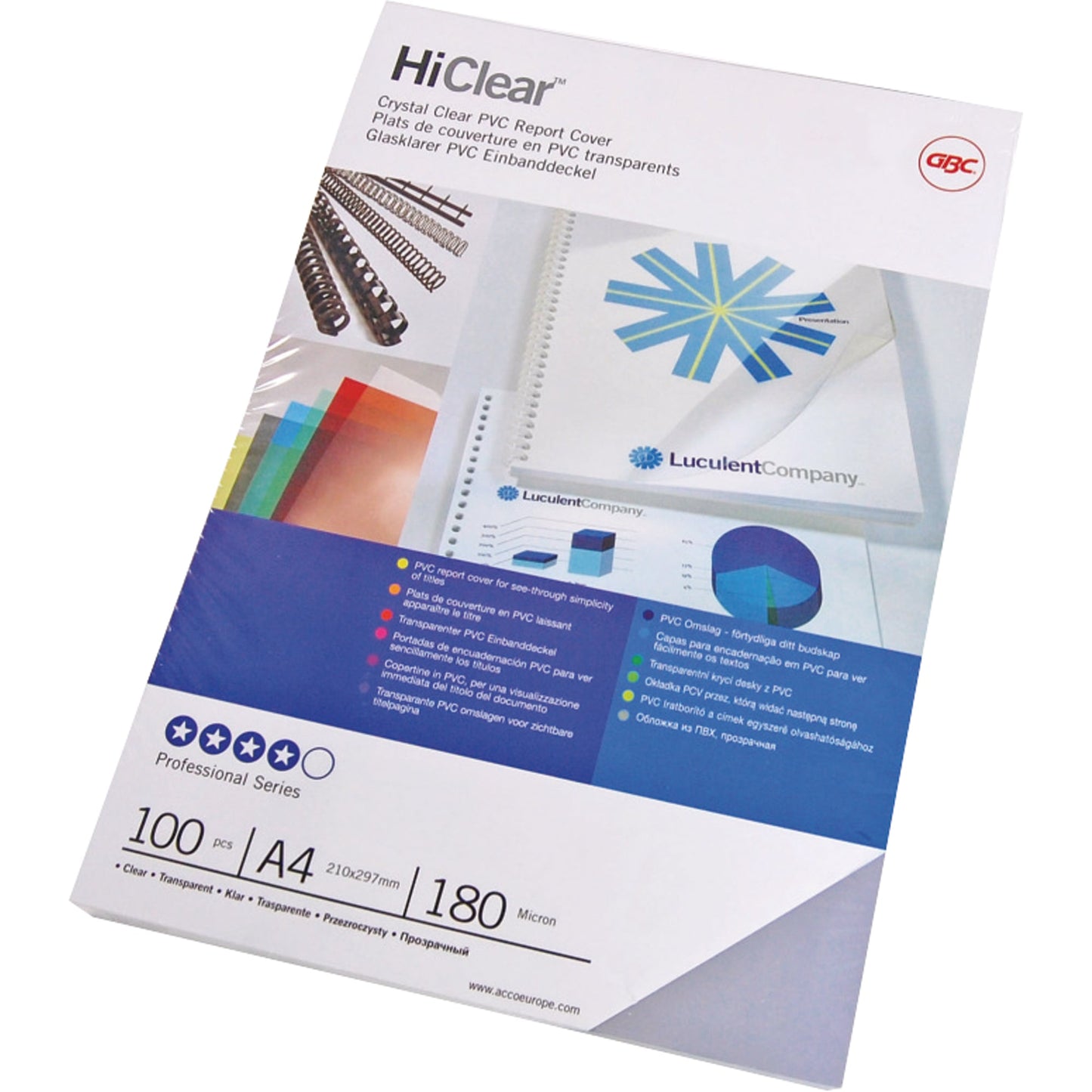 GBC® Deckblattfolie HiClear DIN A4 300µm PVC transparent 100 St./Pack.