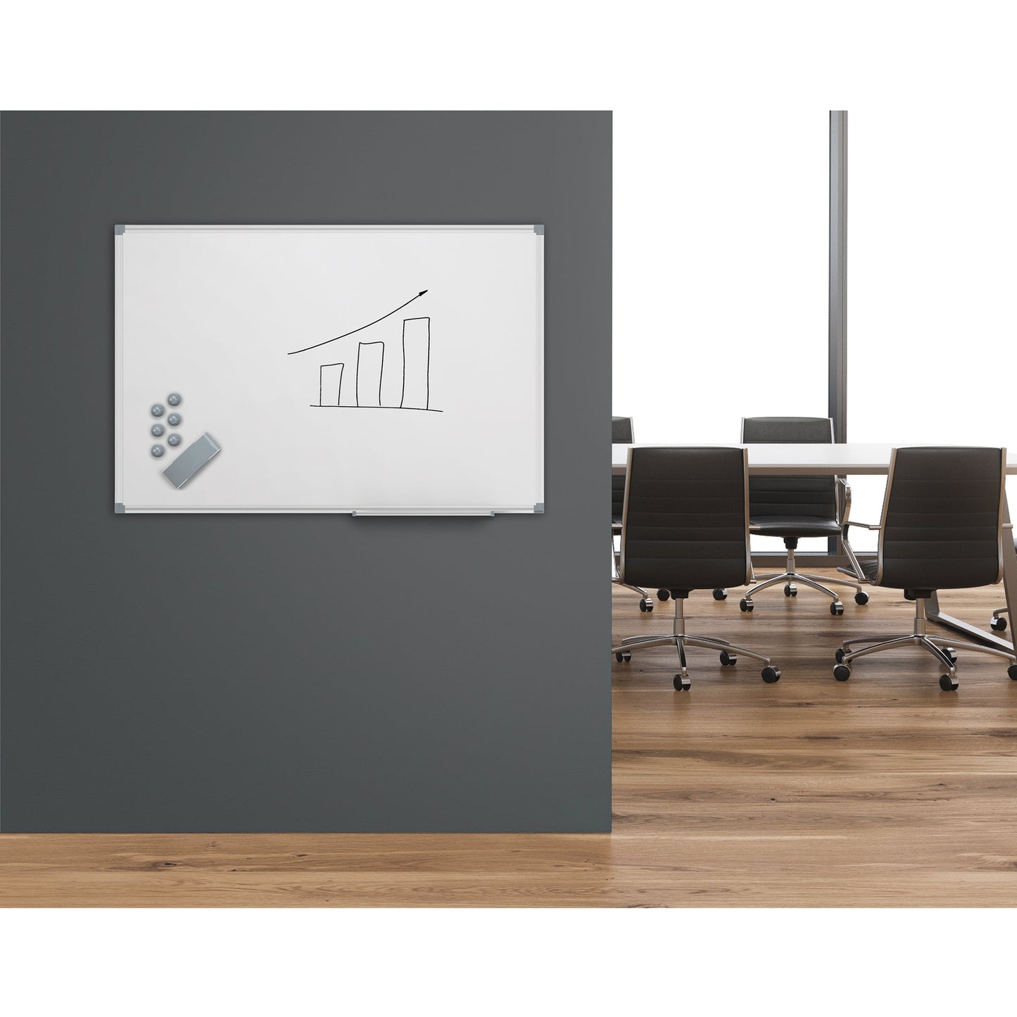 MAUL Whiteboard MAULstandard Maße der Oberfläche: 90 x 60 cm (B x H) Tafel magnethaftend nicht beidseitig beschreibbar Stahlblech kunststoffbeschichtet grau