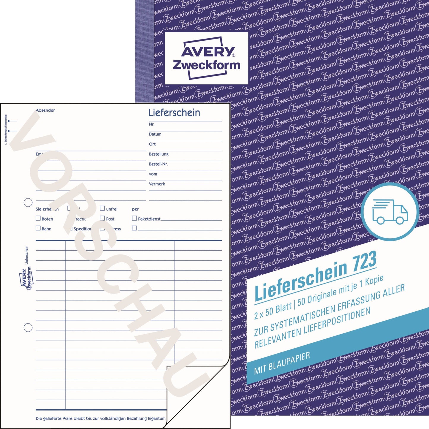 Avery Zweckform Lieferschein 723 DIN A5 nicht selbstdurchschreibend 2 x 50 Bl.