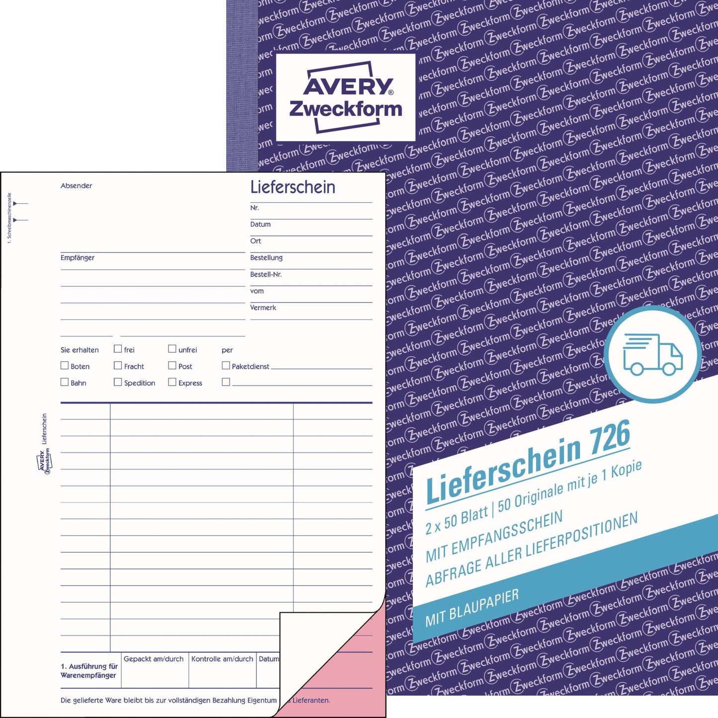 Avery Zweckform Lieferschein 726 DIN A5 nicht selbstdurchschreibend 2 x 50 Bl.