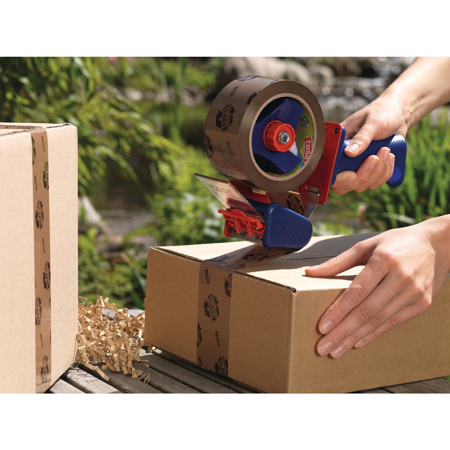 tesa® Packband tesapack® Eco & Strong 50 mm x 66 m (B x L) braun 100 % recycled plastic