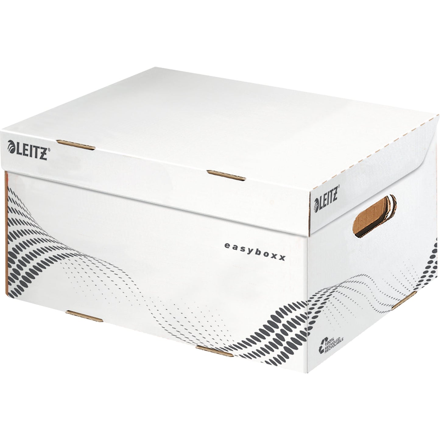 Leitz Archivbox easyboxx S 35,5 x 19,3 x 25,2 cm (B x H x T) DIN A4 mit Archivdruck Wellpappe, 100 % recycelt weiß