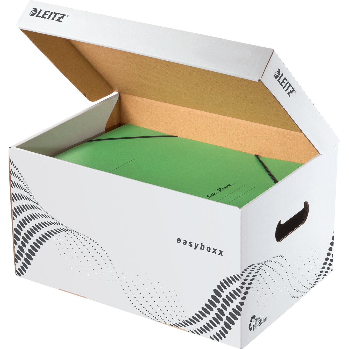 Leitz Archivbox easyboxx S 35,5 x 19,3 x 25,2 cm (B x H x T) DIN A4 mit Archivdruck Wellpappe, 100 % recycelt weiß