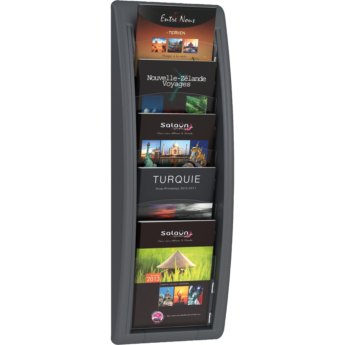 Paperflow Prospekthalter Quickfit 22,7 x 65 x 9,5 cm (B x H x T) DIN A5 Polystyrol anthrazit 5 Fächer