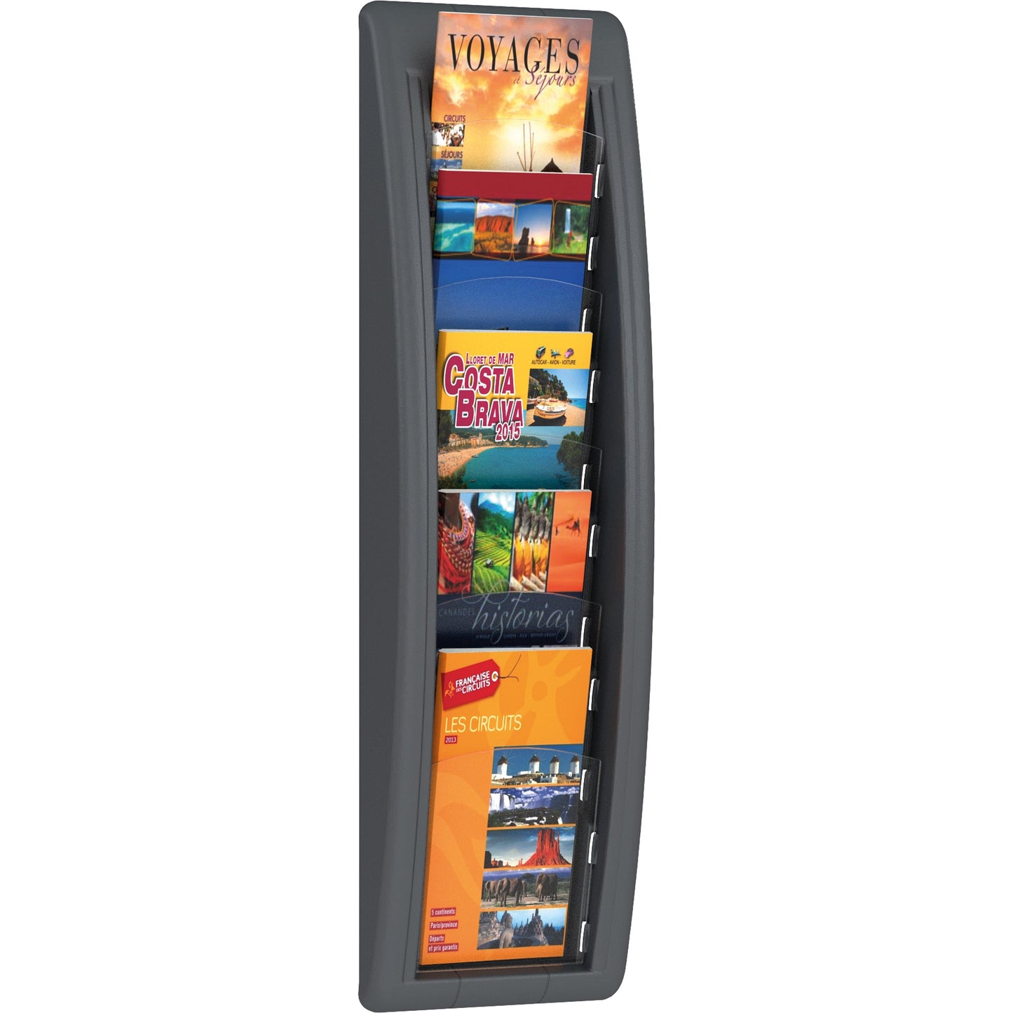 Paperflow Prospekthalter Quickfit 18 x 65 x 9,5 cm (B x H x T) 1/3 DIN A4 Polystyrol anthrazit 5 Fächer