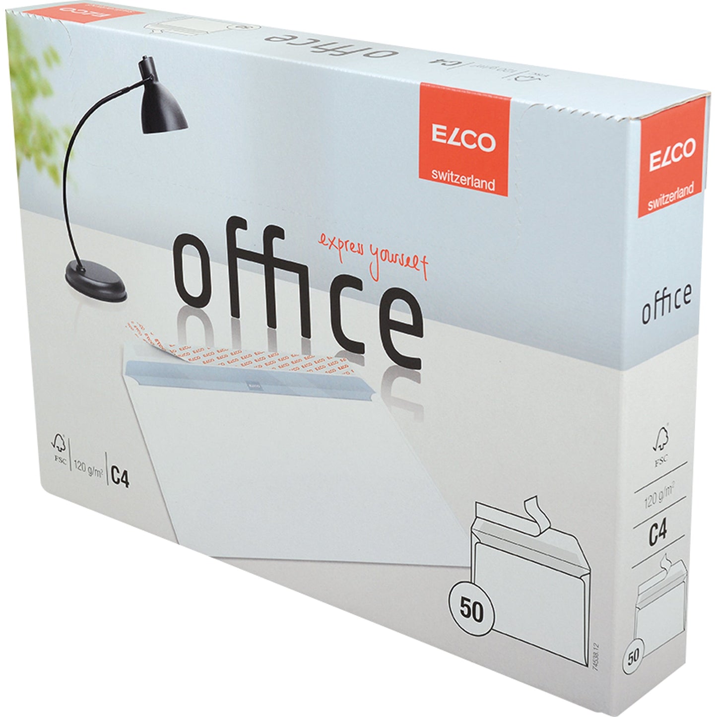 ELCO Versandtasche Office DIN C4 324 x 229 mm (B x H) mit Haftklebung ohne Fenster 120g/m² hochweiß 50 St./Pack.