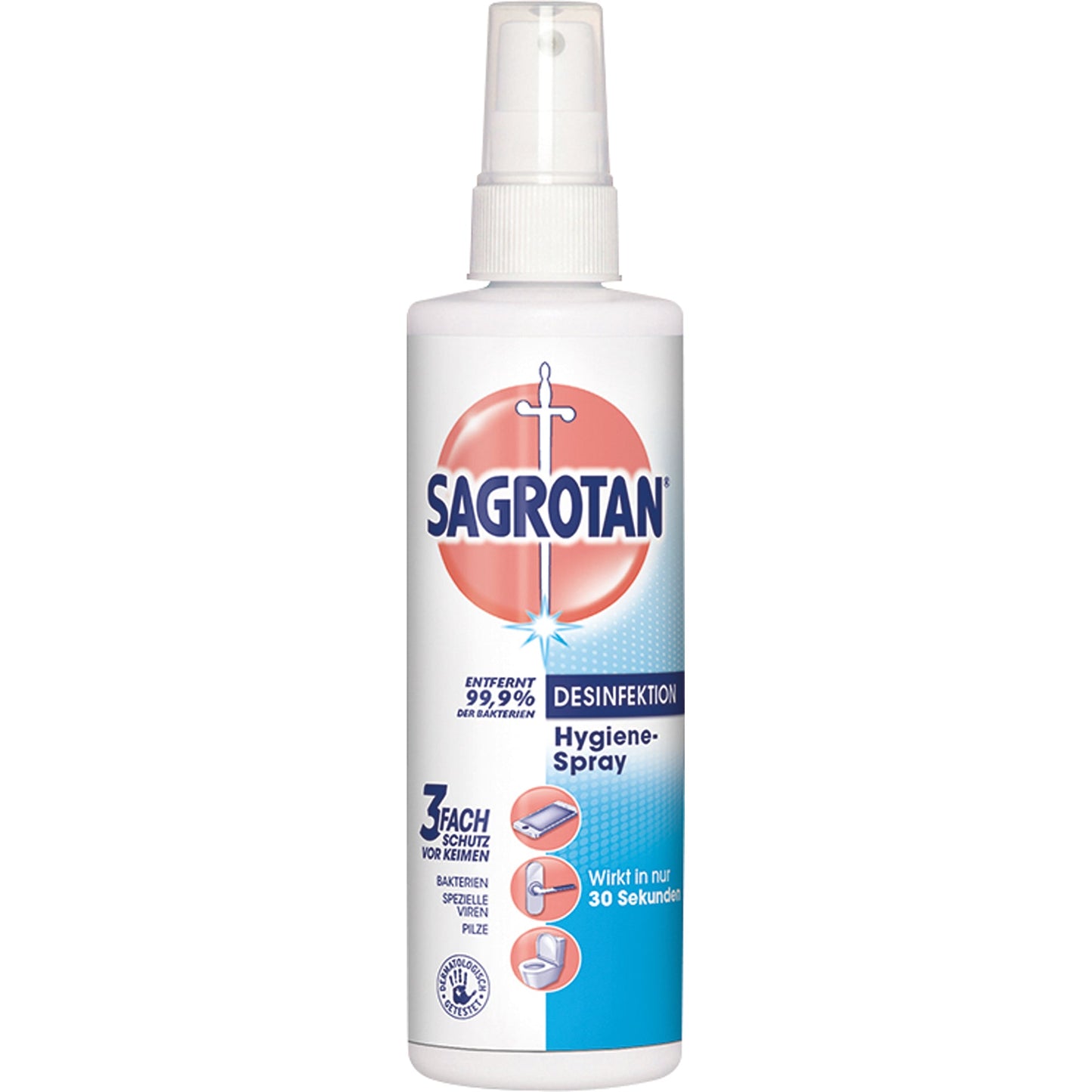 Sagrotan Flächendesinfektion Hygiene Spray nicht alkoholfrei dermatologisch getestet Bakterien, Pilze, spezielle Viren 3,2-3,8 Sprühflasche Kunststoff 0,25l