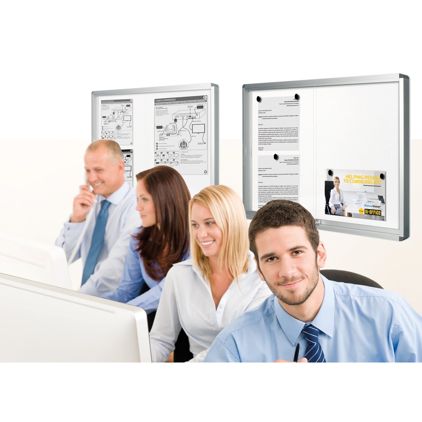 Bi-office Schaukasten Exhibit Innenbereich 132,4 x 96,7 x 5,4 cm (B x H x T) 18 x DIN A4 mit Schloss Aluminium alu