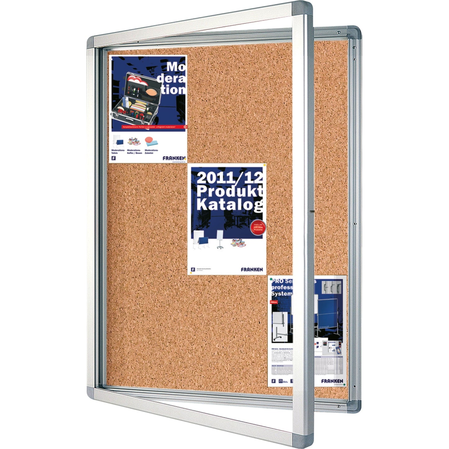 FRANKEN Schaukasten ECO Außenbereich 75 x 101,1 x 4,5 cm (B x H x T) 9 x DIN A4 mit Schloss Aluminium silber