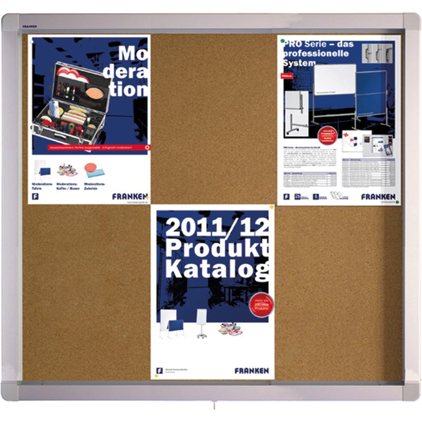 FRANKEN Schaukasten ECO Außenbereich 98 x 70,4 x 4,5 cm (B x H x T) 8 x DIN A4 mit Schloss Aluminium silber