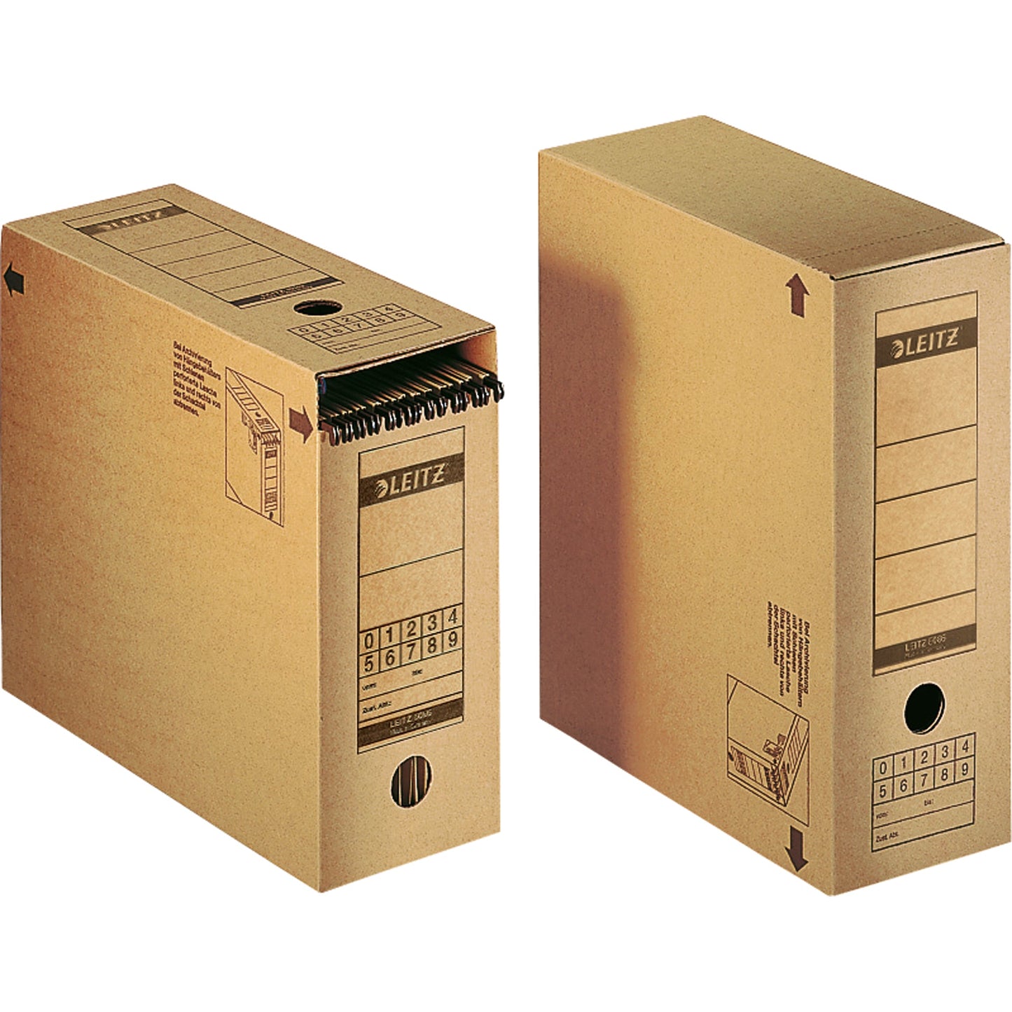 Leitz Archivbox Premium 12 x 27,5 x 32,5 cm (B x H x T) DIN A4 mit Archivdruck Wellpappe recycelt/Natronpapier, kaschiert naturbraun