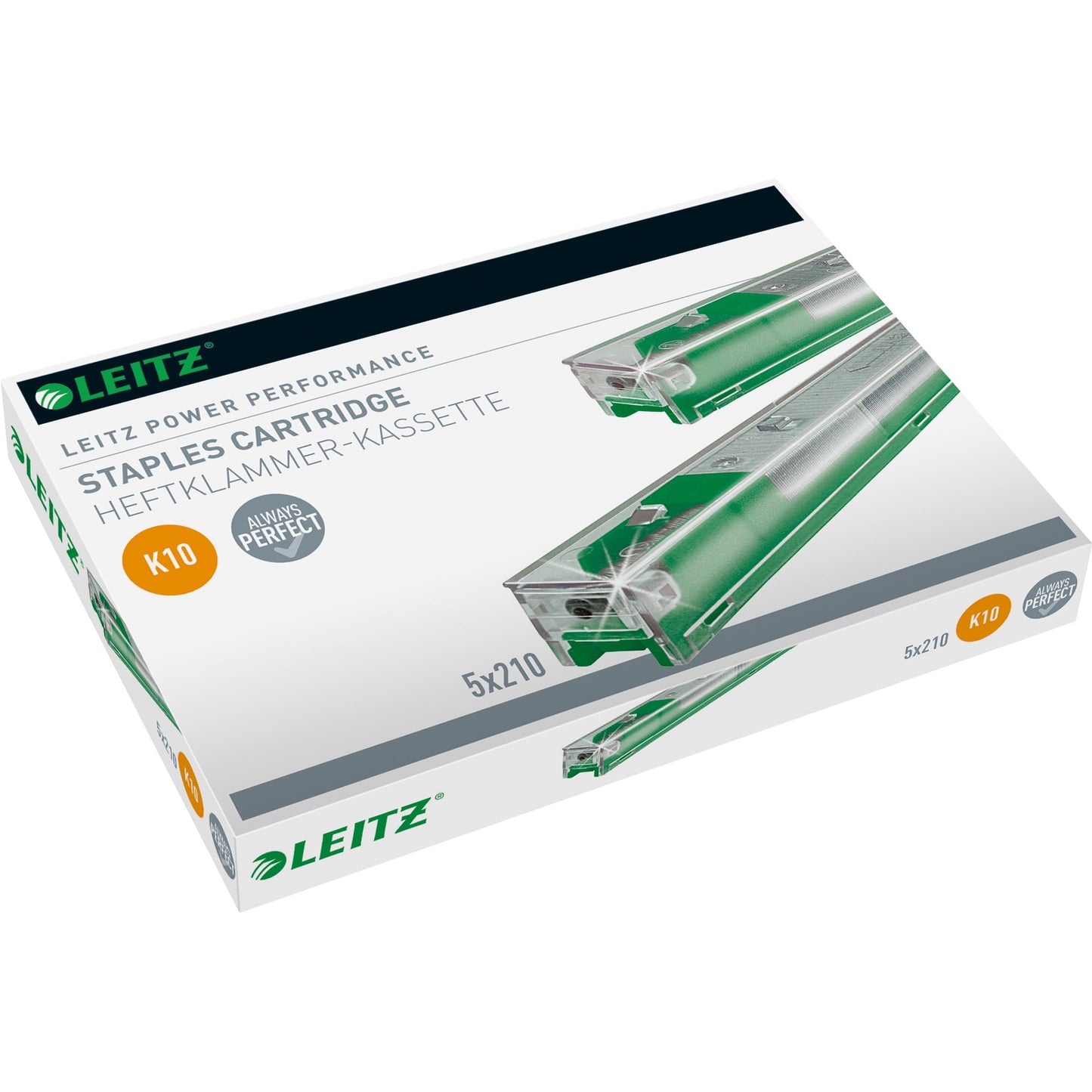 Leitz Heftklammerkassette K10 Leitz Blockheftgerät 5551, 5550 26/10 55 Bl. (80 g/m²) grün 5 x 210 St./Pack.