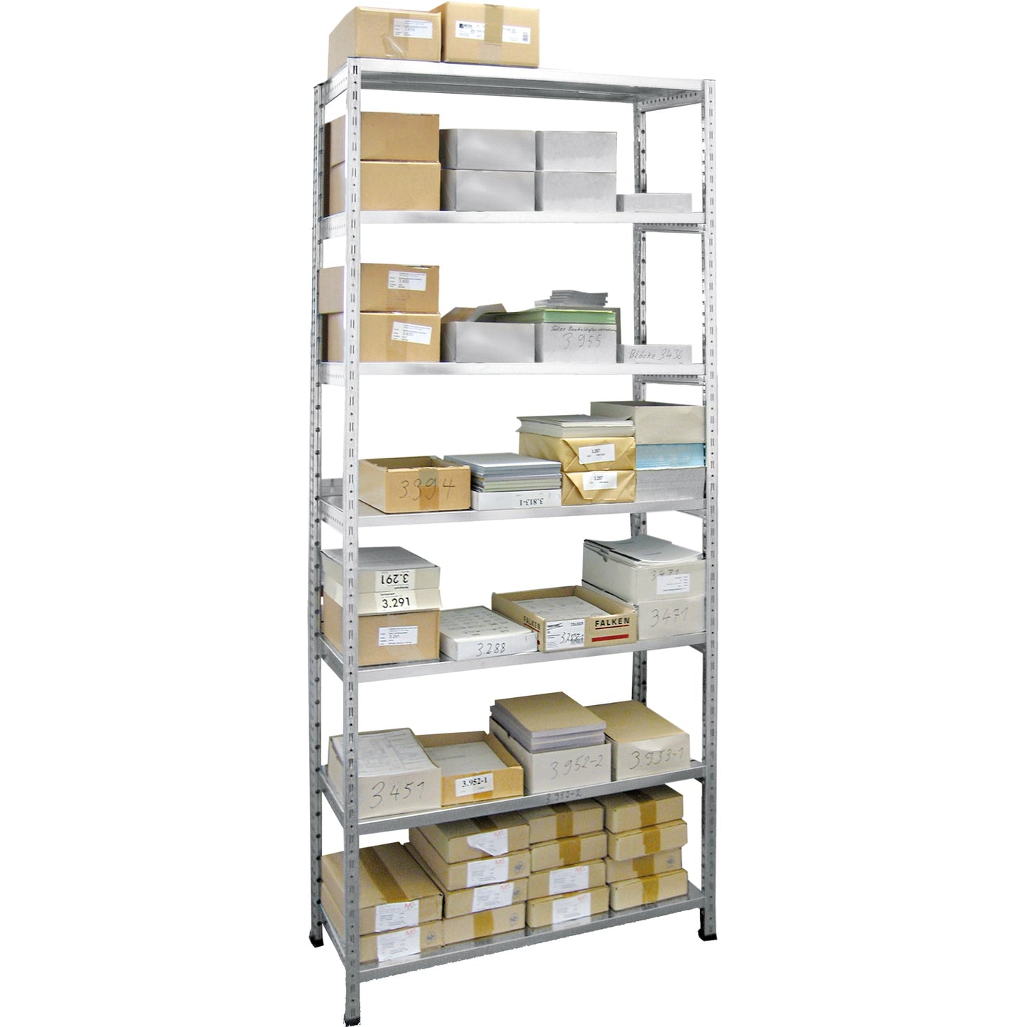 SCHOLZ Grundregal M100 1.200 x 2.280 x 400 mm (B x H x T) 6 Fachböden 120kg inkl. Kreuzdiagonale Stahl