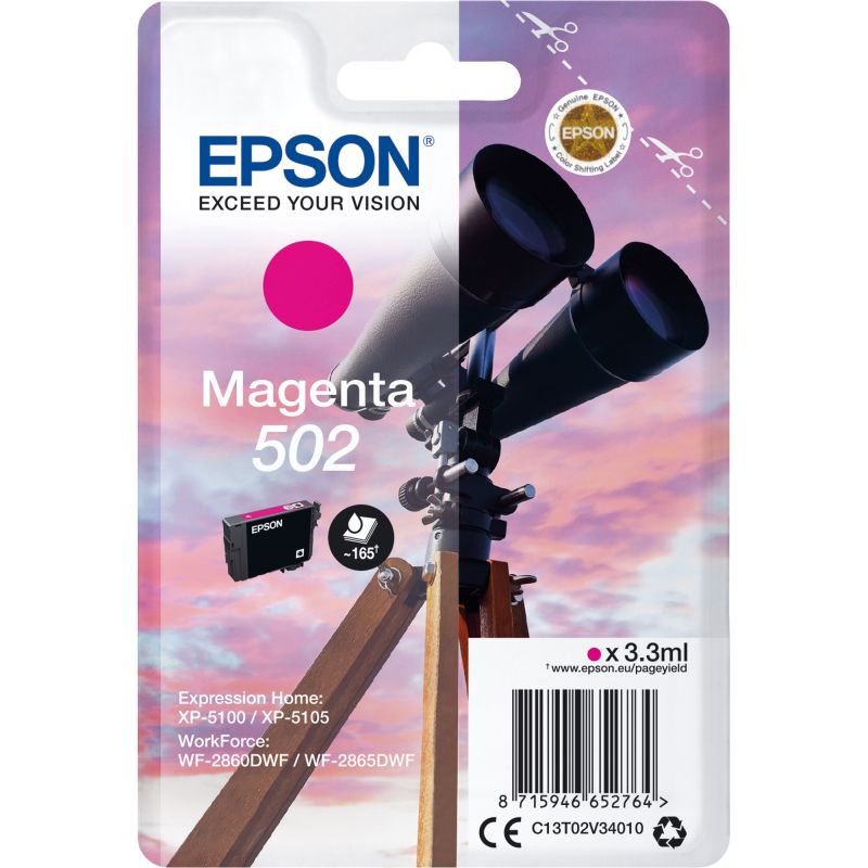 Epson Tintenpatrone Originalzubehör 502 ca. 160 Seiten magenta 3,3ml