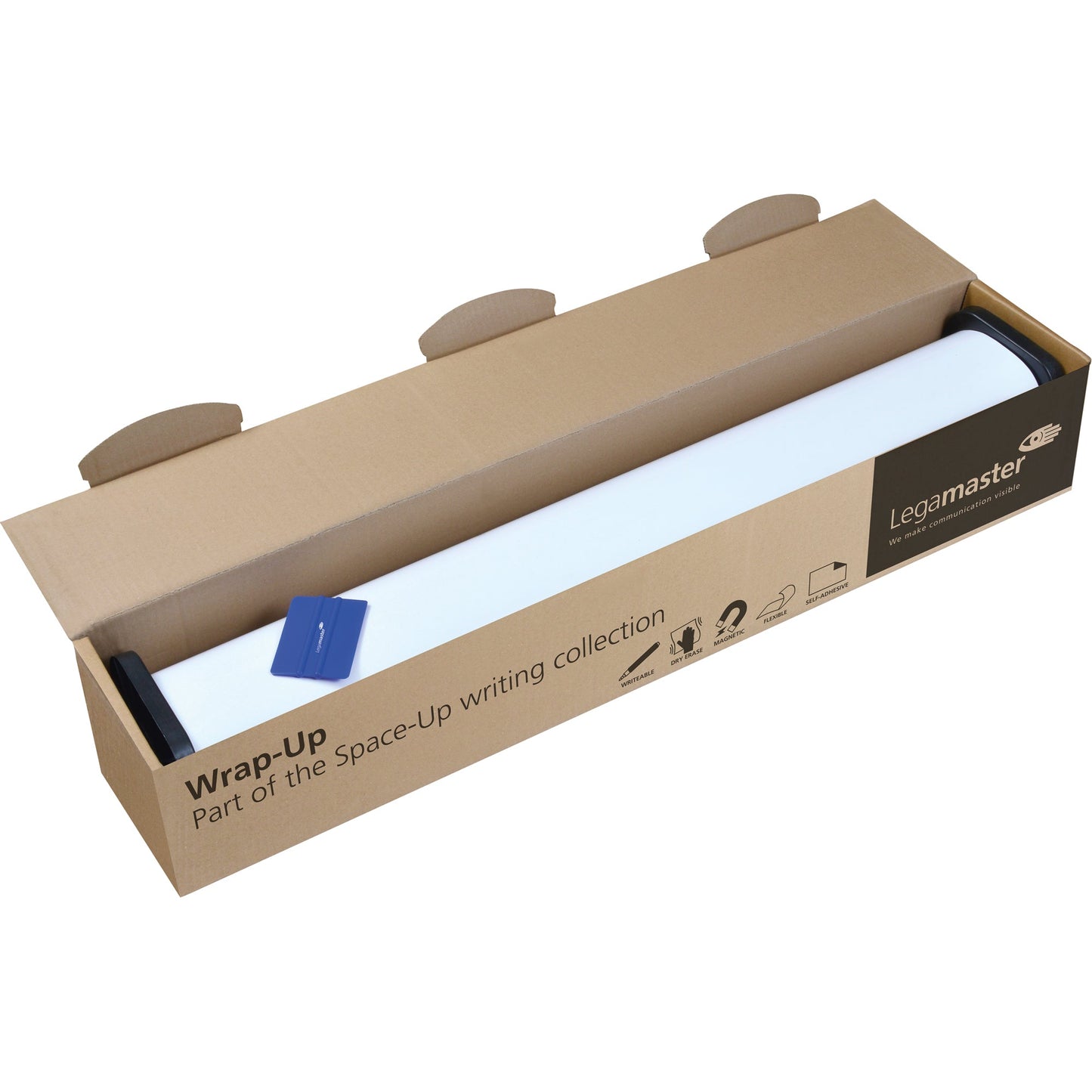 Legamaster Whiteboardfolie WRAP-UP 1.200 x 101 cm (B x H) 650µm blanko inkl. Rakel Polypropylen weiß