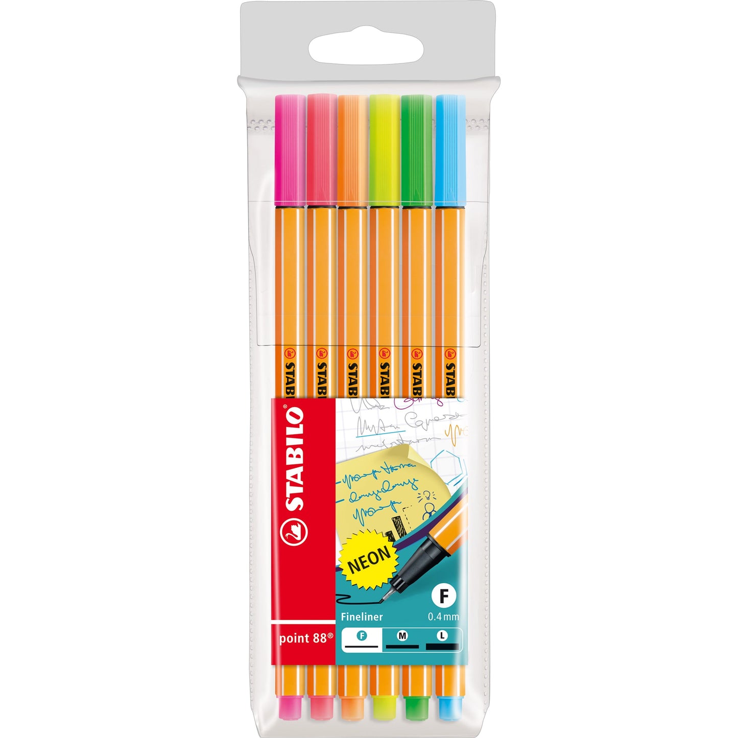 STABILO® Fineliner point 88® Neon 0,4mm farbig sortiert 6 St./Pack.