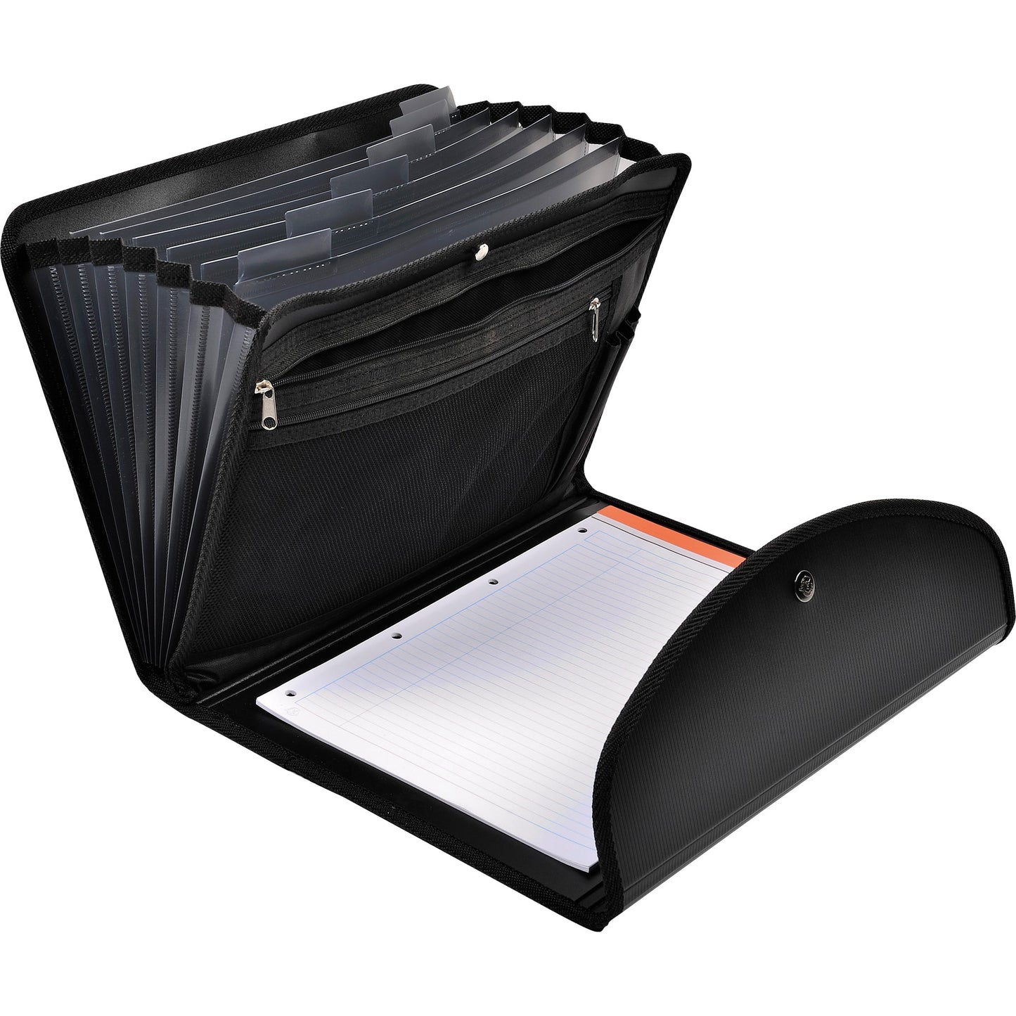 Exacompta Fächermappe Exactive® DIN A4 inkl. Schreibblock, 2 Innentaschen mit Reißverschluss, Stiftehalterung Polypropylen schwarz 6 Fächer