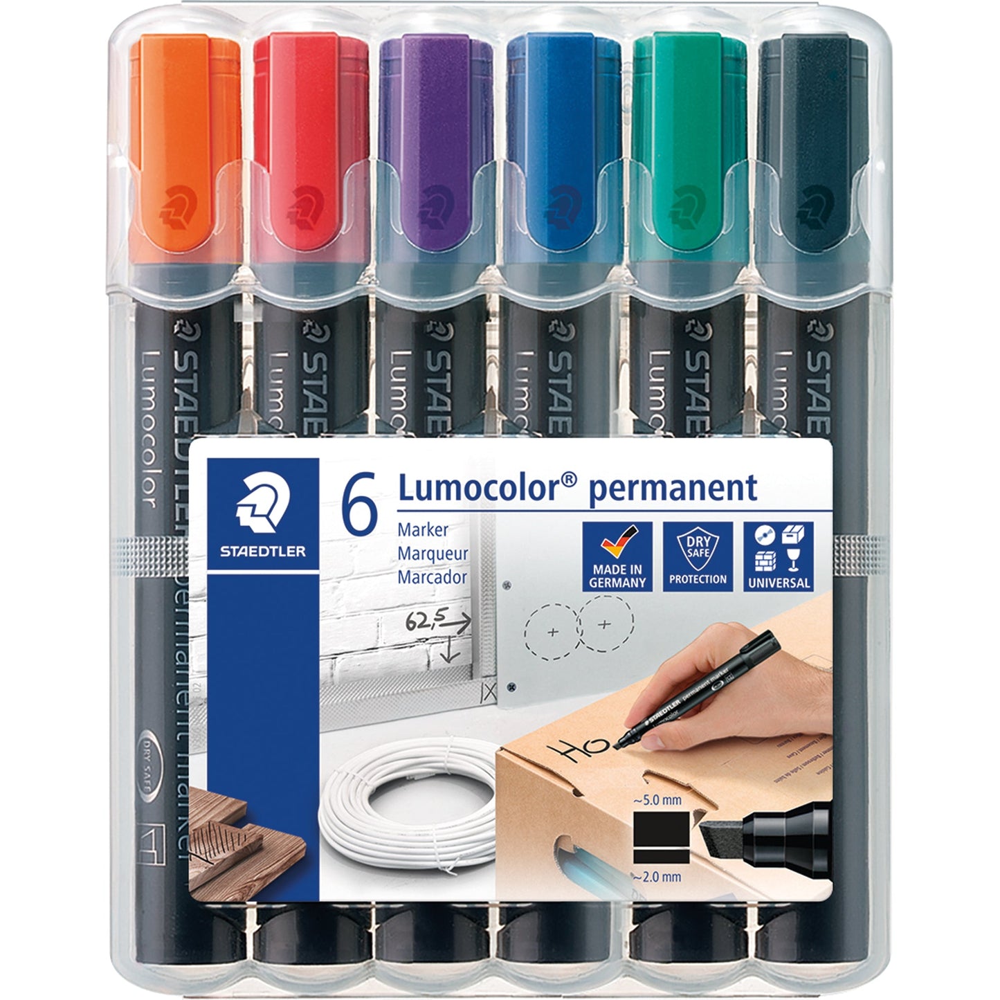 STAEDTLER® Permanentmarker Lumocolor® 350 2-5mm farbig sortiert 6 St./Pack.