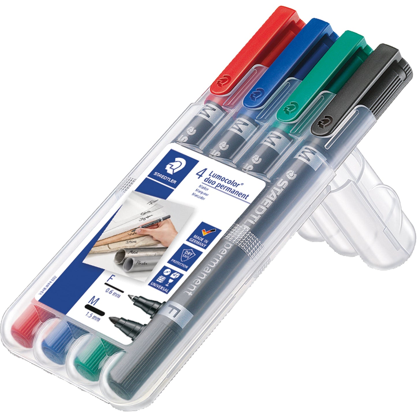 STAEDTLER® Permanentmarker Lumocolor® Duo 348 0,6 und 1,5mm farbig sortiert 4 St./Pack.