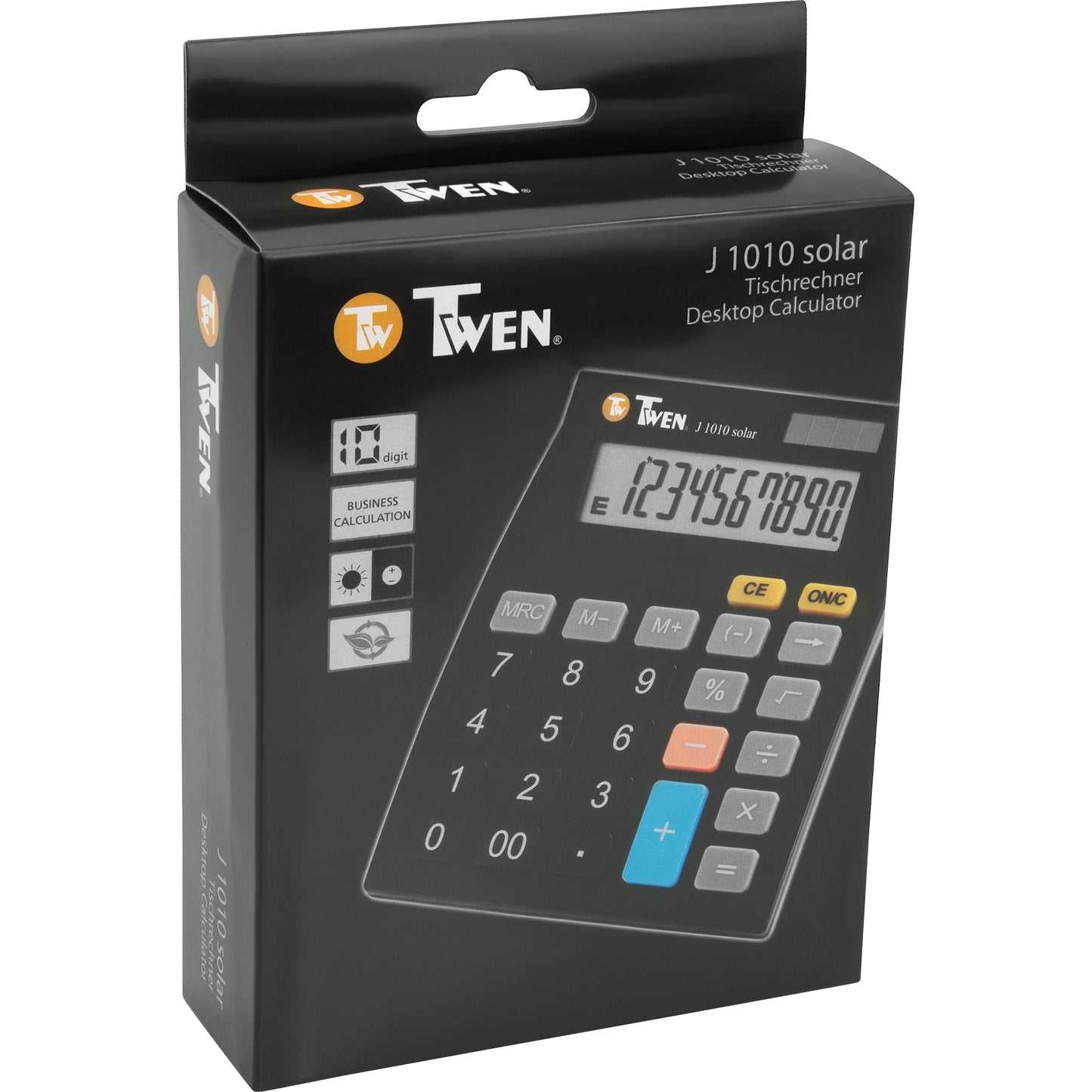 TWEN Tischrechner J 1010 Solar 112 x 40 x 144 mm (B x H x T) Batterie, Solar-Energie schwarz