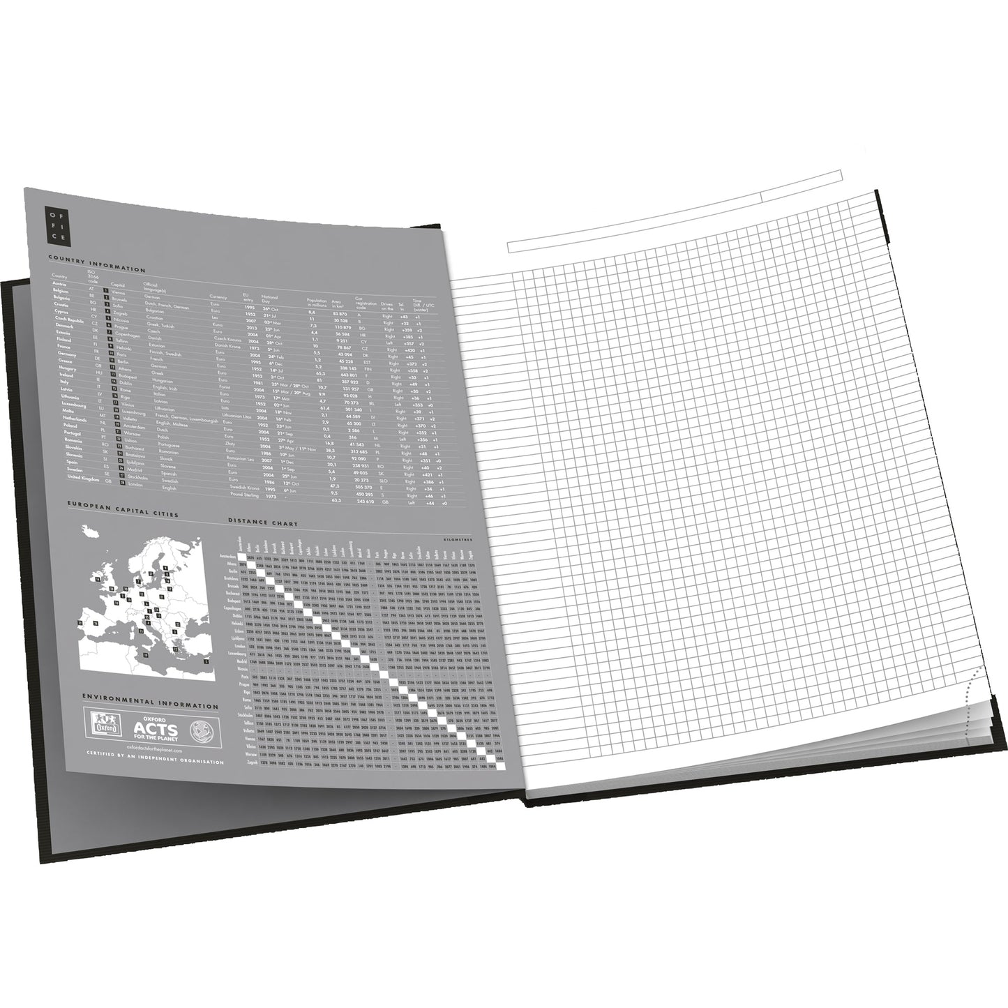 Oxford Kladde Office Essentials Smart Black DIN A4 kariert schwarz 96 Bl.