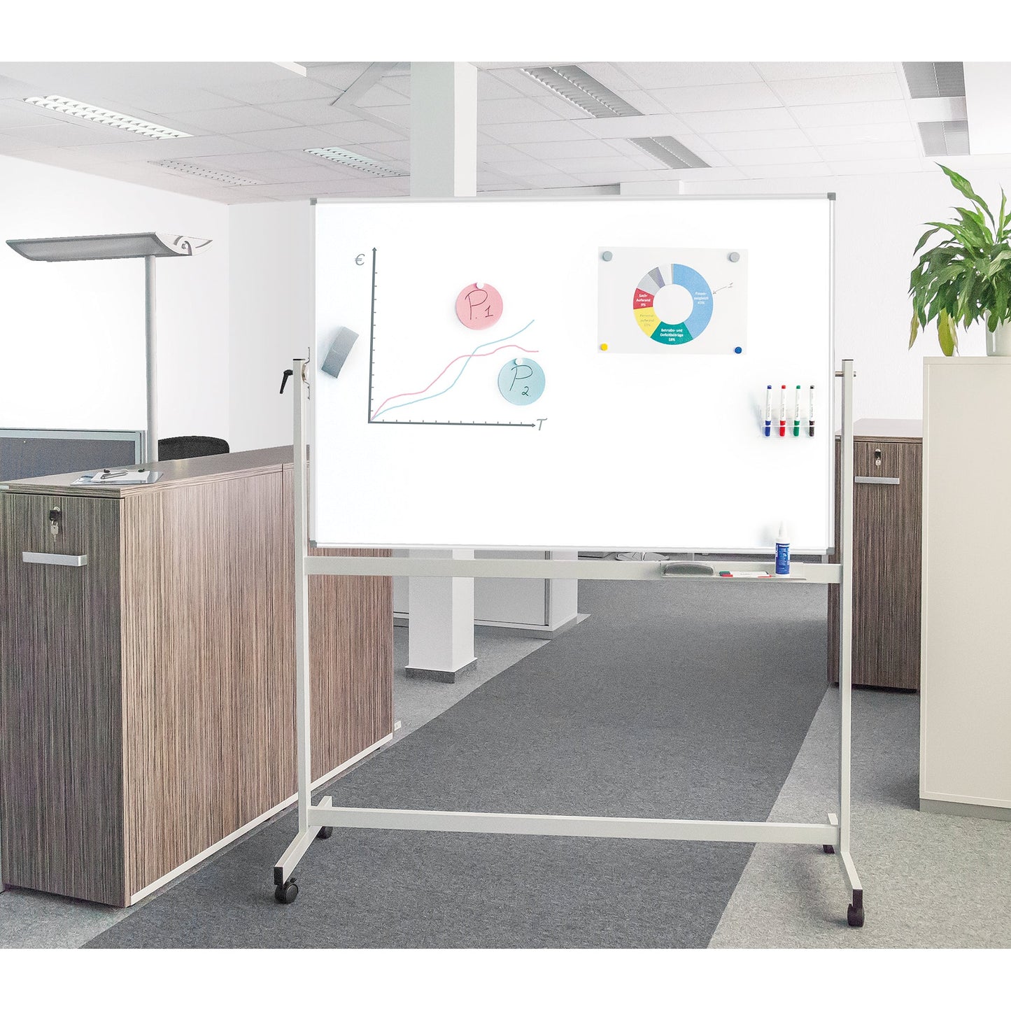 MAUL Whiteboard MAULstandard Maße der Oberfläche: 220 x 120 cm (B x H) Tafel magnethaftend beidseitig beschreibbar Stahl kunststoffbeschichtet weiß