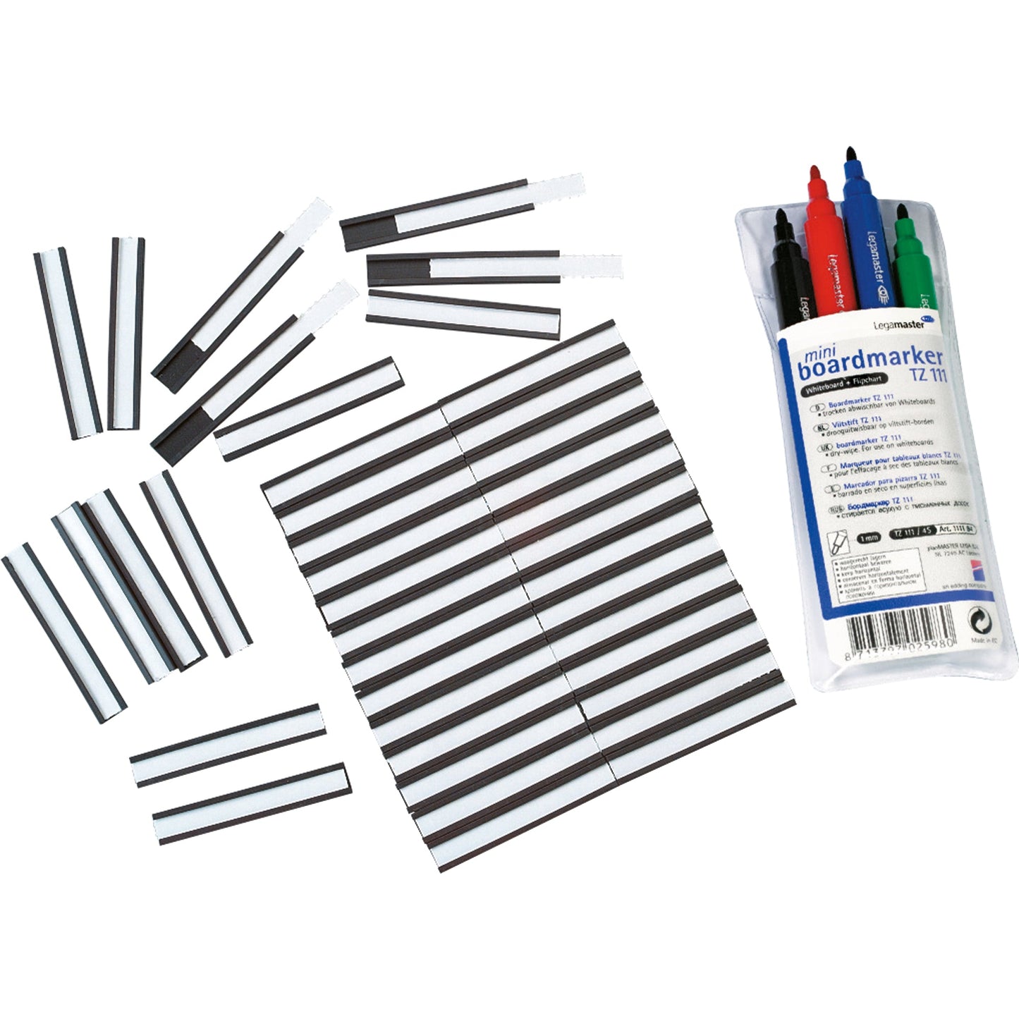 Legamaster Projektplanungstafel PREMIUM 90 x 60 cm (B x H) inkl. Zubehörset: 1x 4er Set Boardmarker TZ 111, 40 magnetische Etikettenträger 10 x 60 mm Aluminium alu