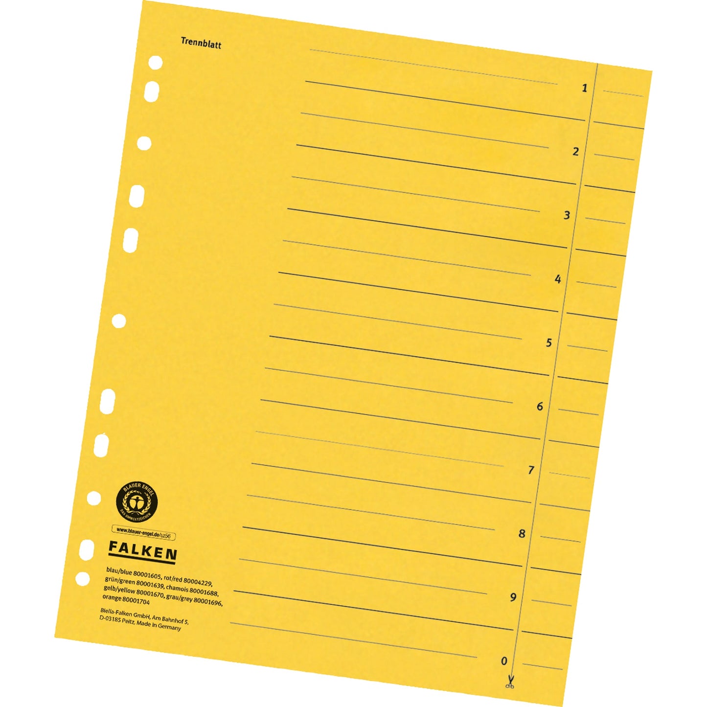Falken Trennblatt DIN A4 Manilakarton gelb 100 St./Pack.